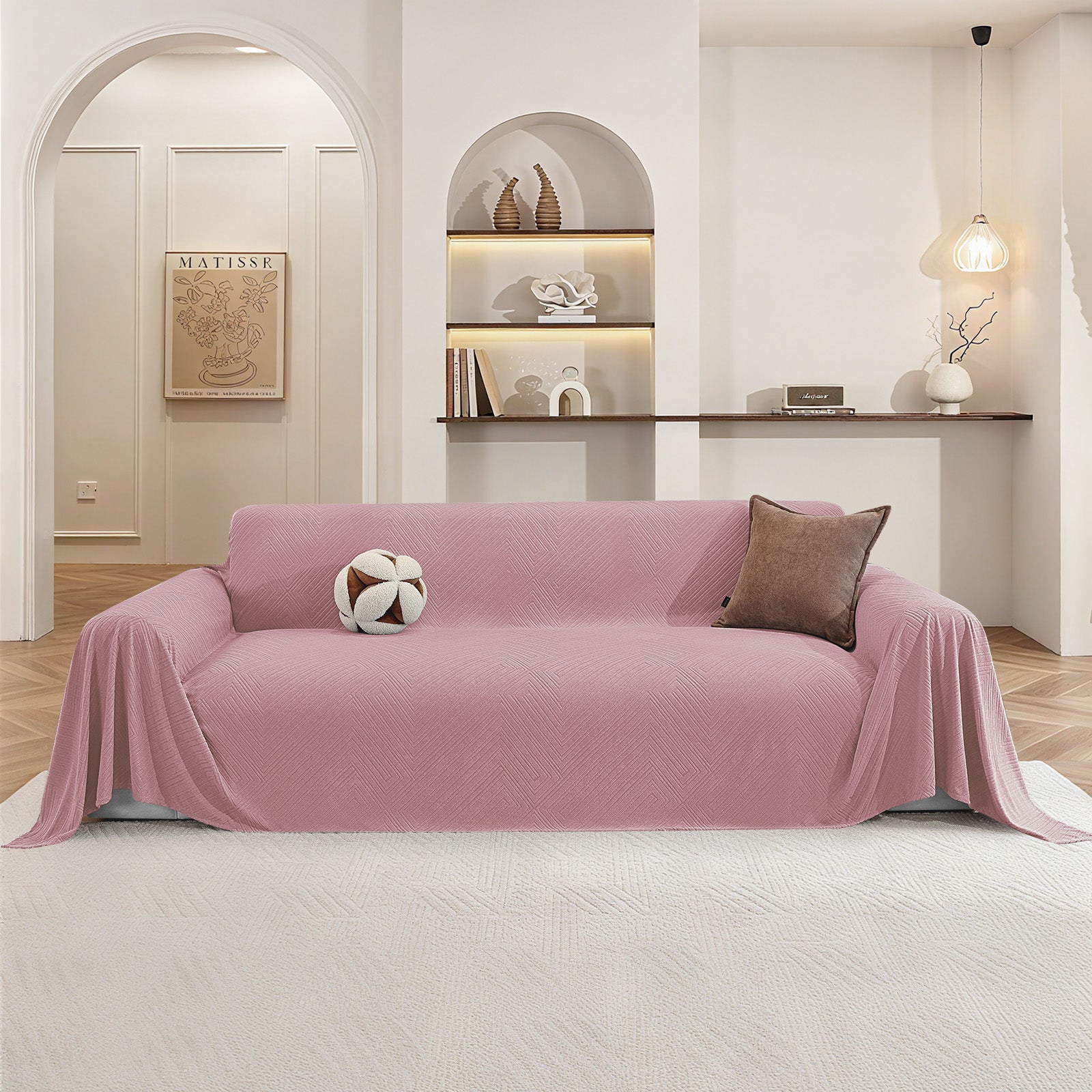 Ystyle 3 Seater Sofa Cover, 180x340 cm, Anti-Claw Protection, Soft Universal Sofa Cover, Anti-Dust, Large Size Modern Washable Sofa Throw