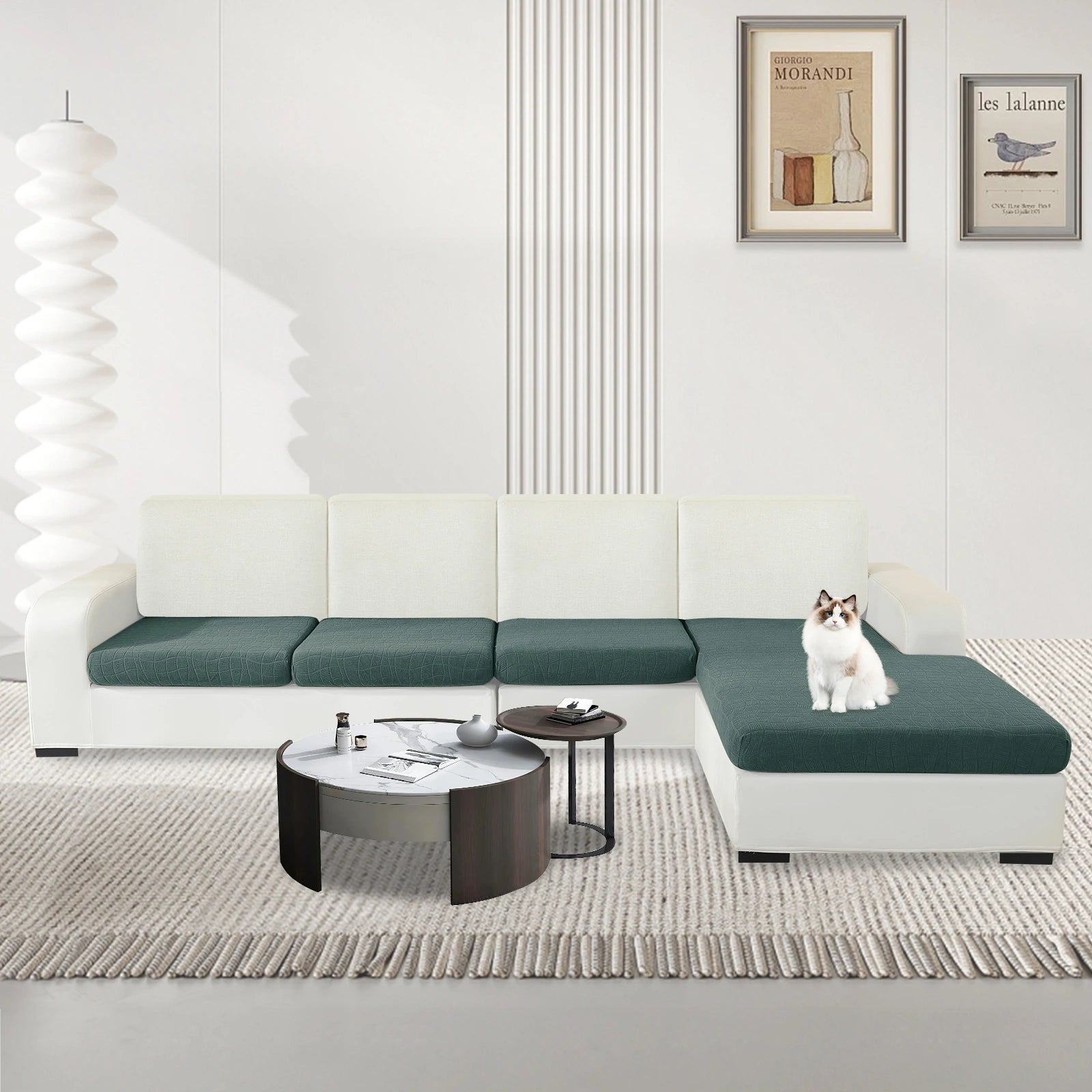 ESTILO Y-L Forma & Asiento de 3 Plazas Cubierta de Almohada Impermeable – Ajuste elástico, Antideslizante, Elástica, Lavable, Uso Universal-Onda