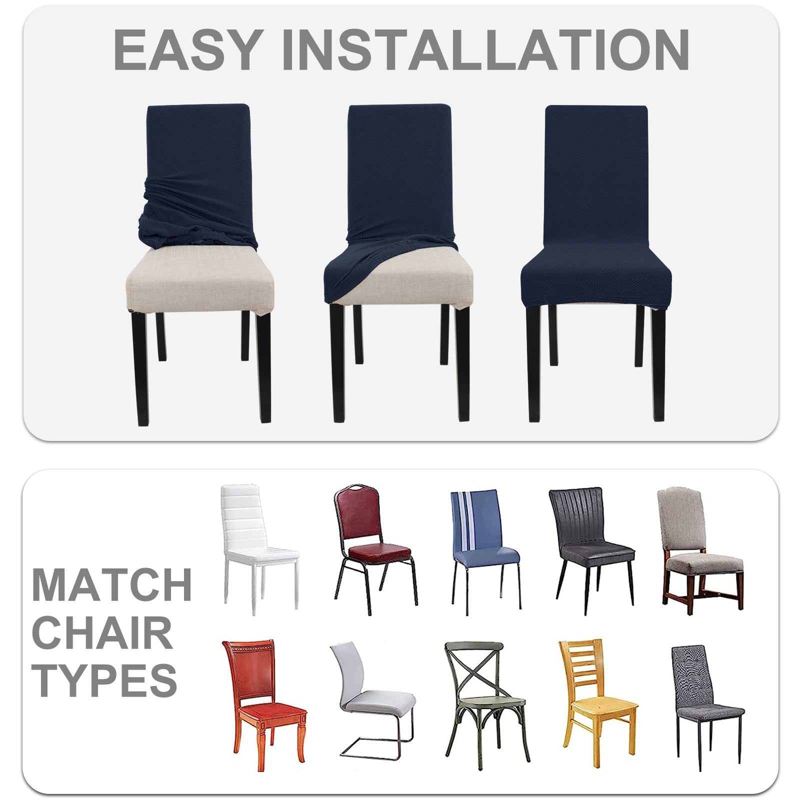 YSTYLE 6 Stück Stretch-Esszimmerstuhlbezüge Diamant-Jacquard