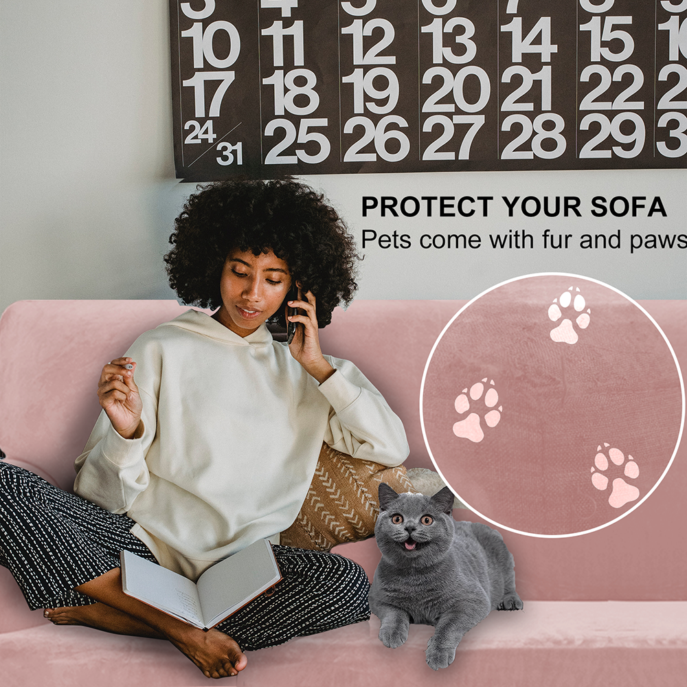 YSTYLE Velvet Cubierta de Sofá para 3 Personas – Ajuste Elástico, Anti-Rasguño, Amigable con Mascotas, Antideslizante, Lavable 