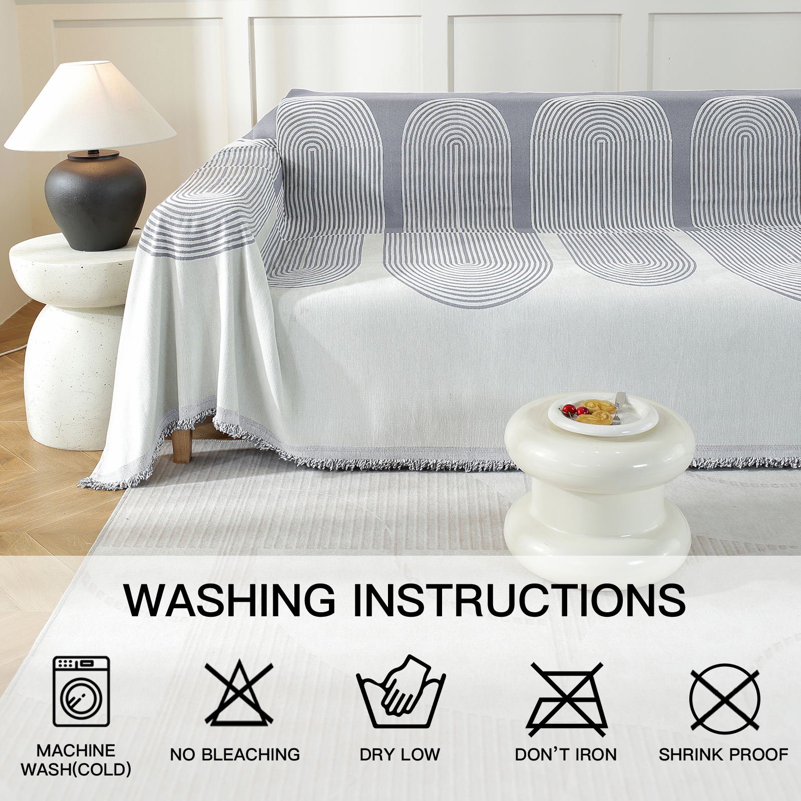 YSTYLE lavable couverture de canapé 4 places Throw 180x380CM Soft