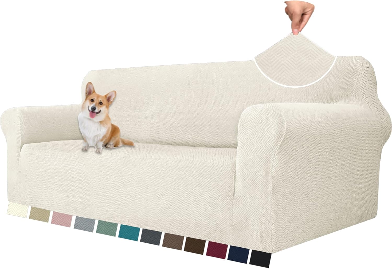 YSTYLE Cubierta de Sofá para 3 Personas – Ajuste Elástico, Antideslizante, Resistente a los Animales Domésticos, Cobertura Completa, Lavable, Diamante 