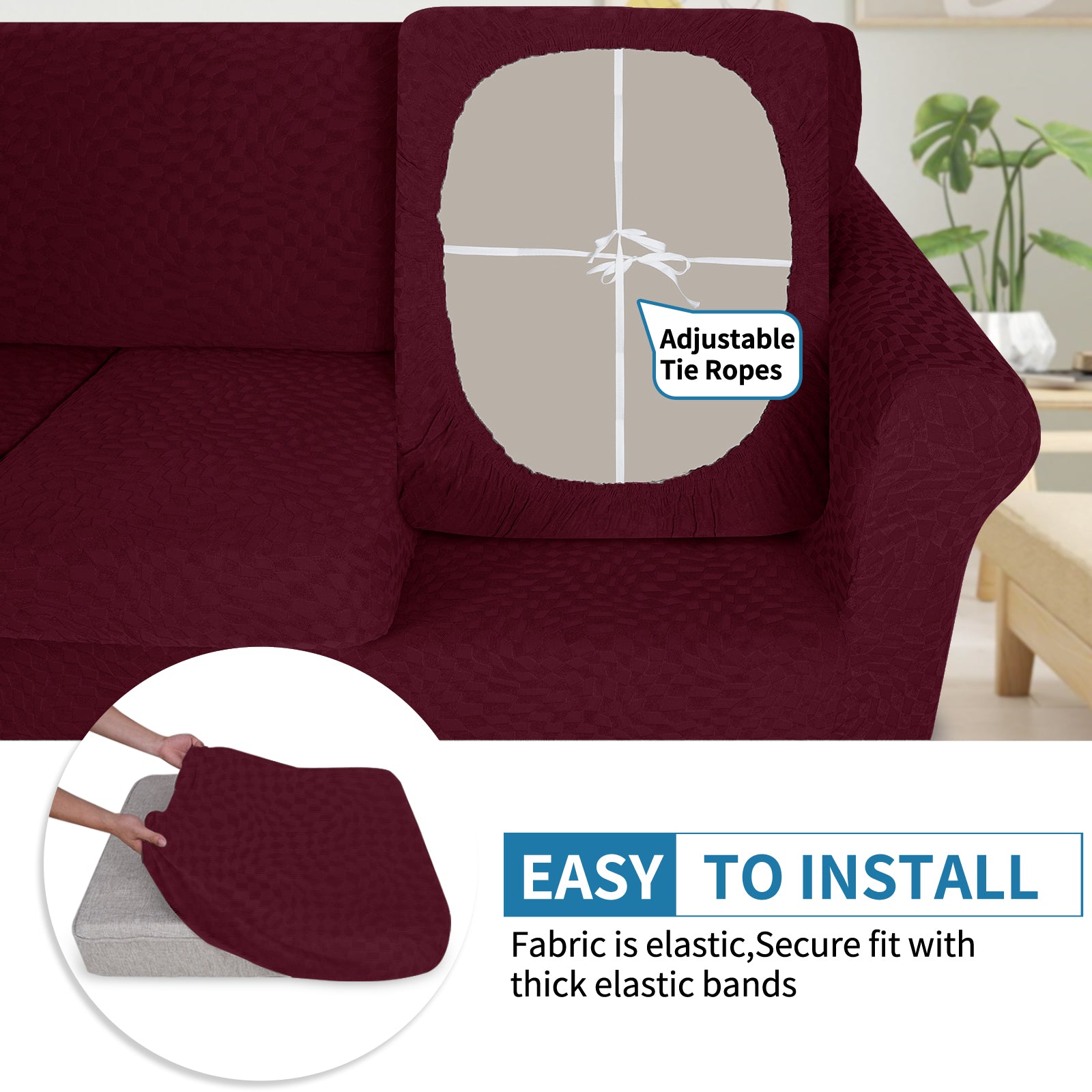 Housse de siège de canapé extensible YSTYLE 1 place géométrique anti-dérapant