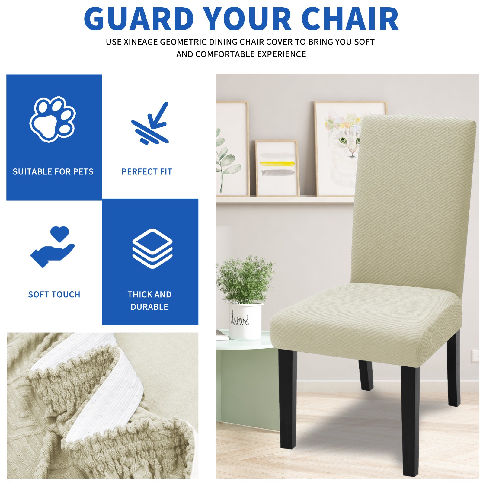 YSTYLE Lot de 4 Housses de Chaise Extensibles Avec Dossier Tissu Doux