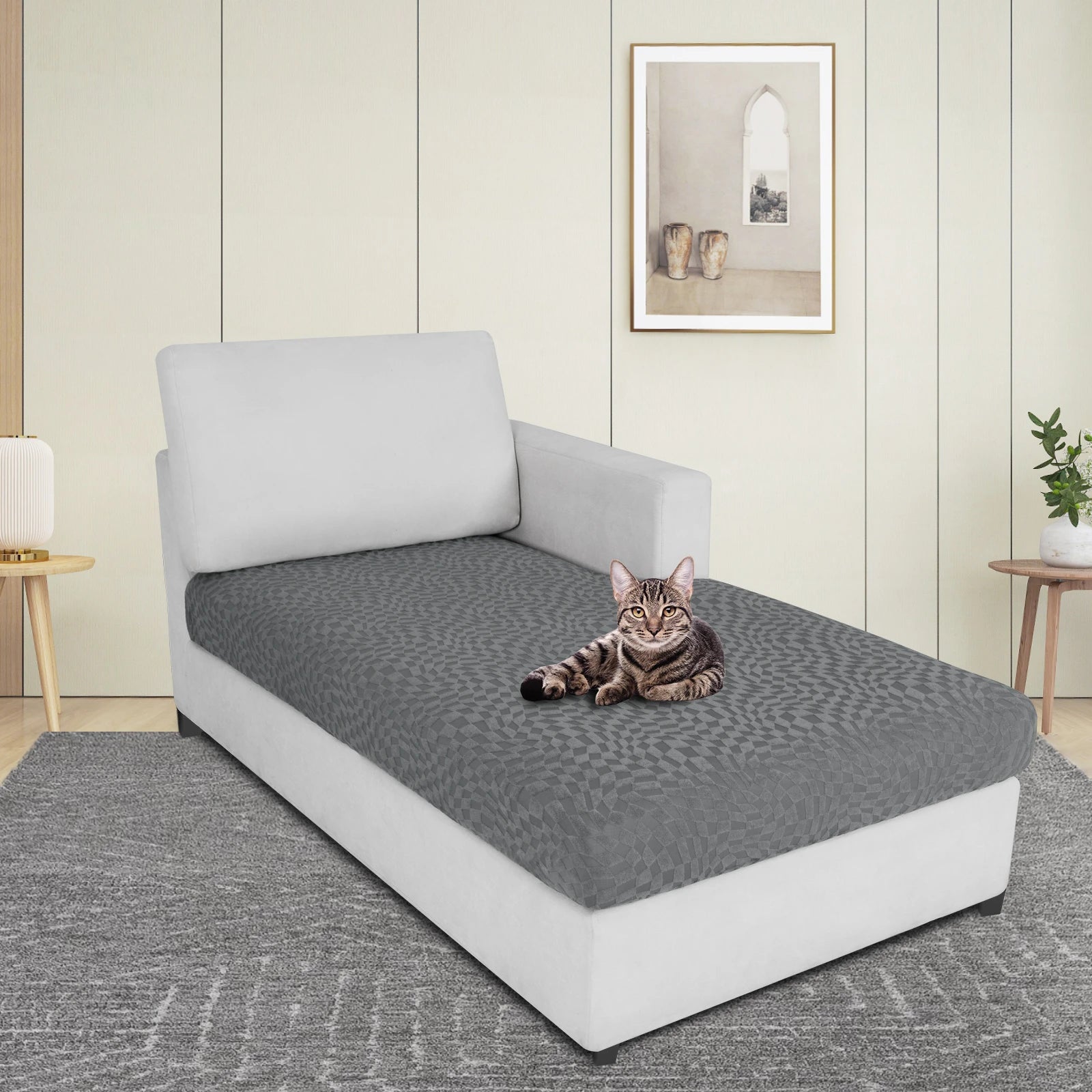 YSTYLE Stretch Sofa Seat Cover Chaise Cover Geometric Anti Slip-YSTYLE