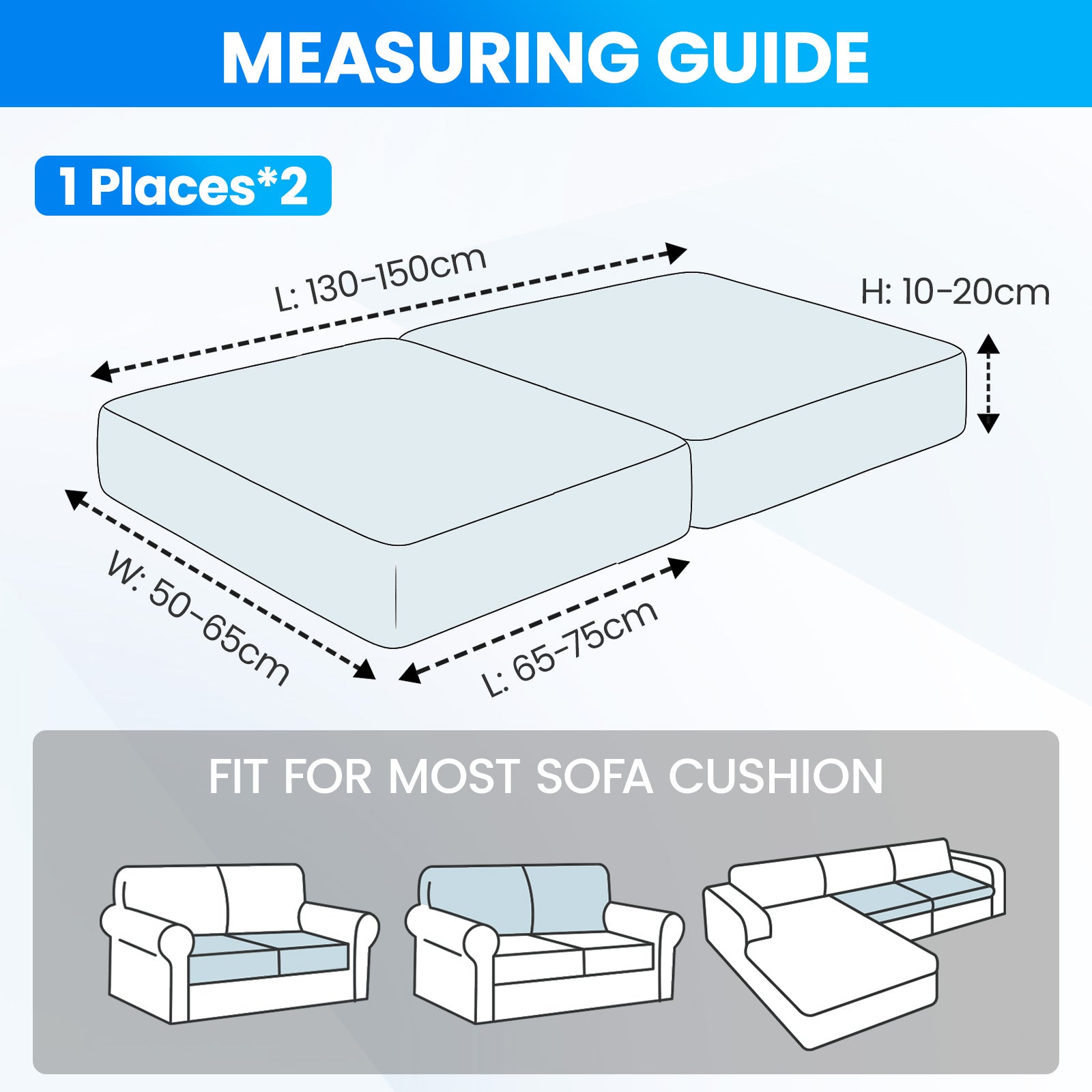 Ystyle 2 Piece Elastic Sofa Seat Cover, Universal Living Room Cushion Cover, Separate Sofa Cushion Slipcovers, Non-Slip, Stain-Resistant, Super Soft & Washable