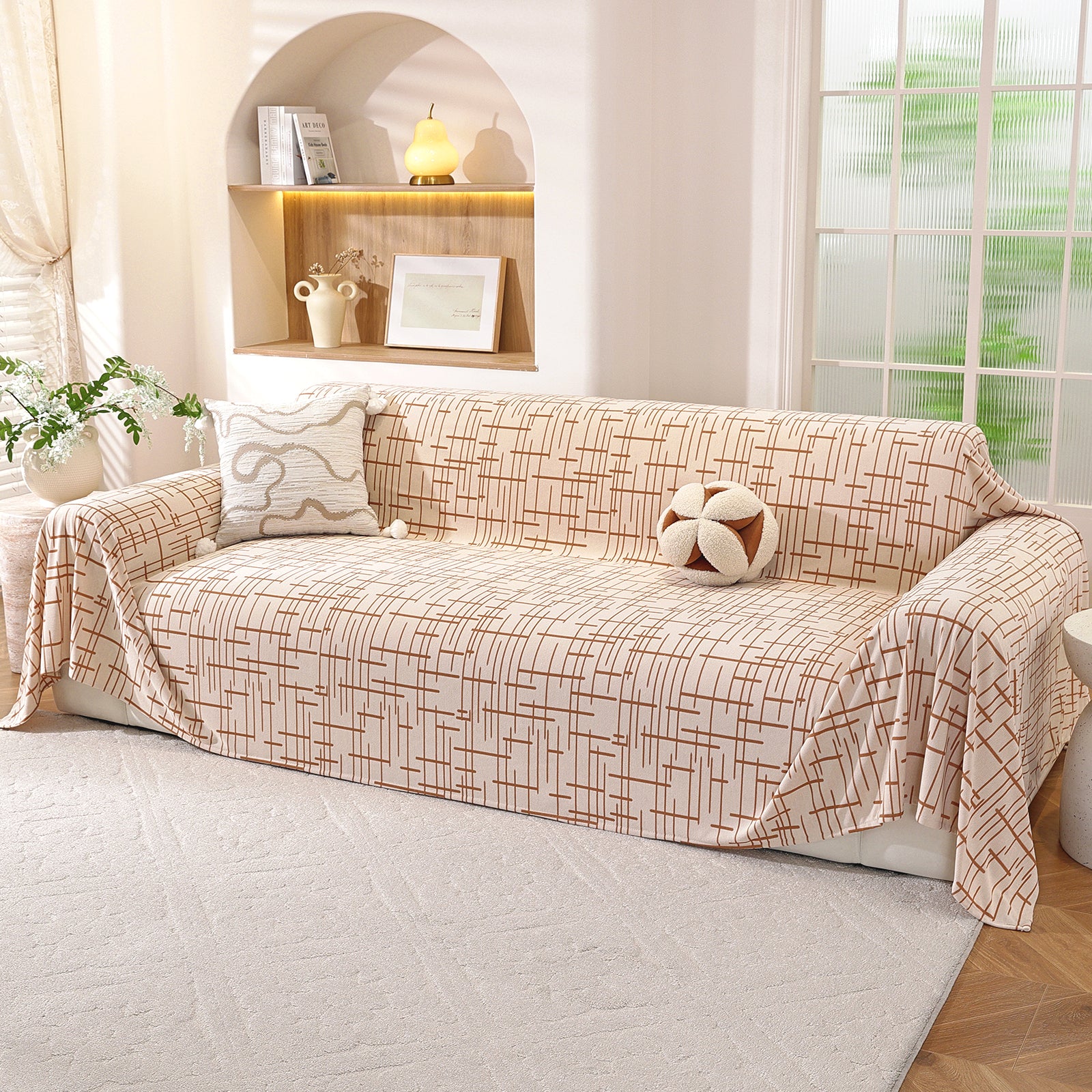 Ystyle 1-Seater  Sofa Cover with Armrests, 180x230 CM, Universal Sofa Protector, Decorative Armchair Slipcover, Ideal as Furniture Throw, Full-Cover Anti-Stain Sofa Sheet