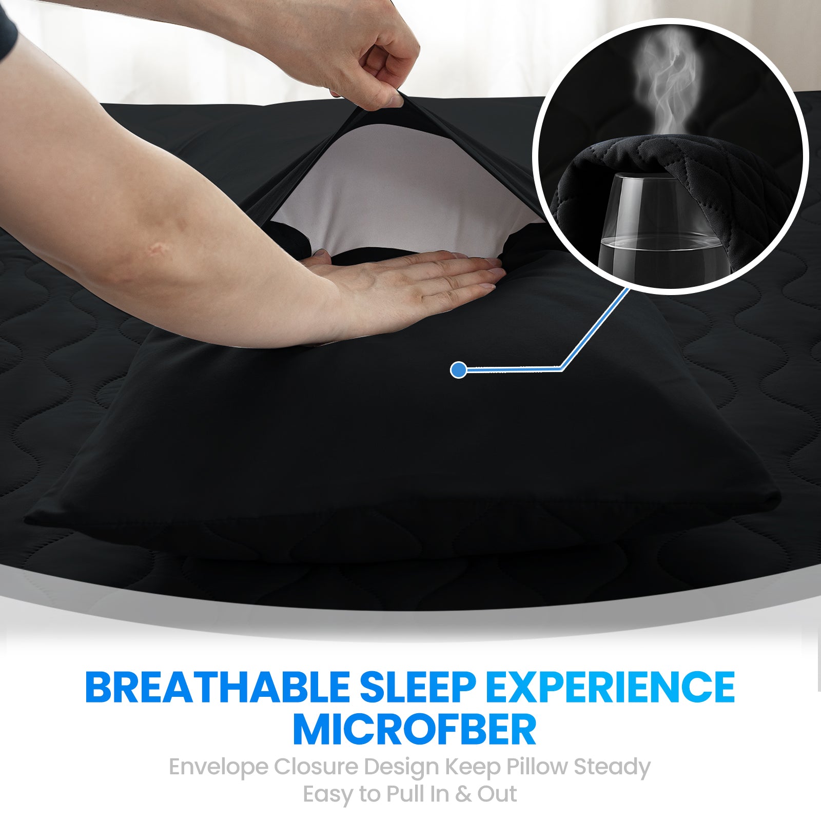 YSTYLE 2 Waterproof Pillowcases 50x80cm Breathable Anti Mite-YSTYLE