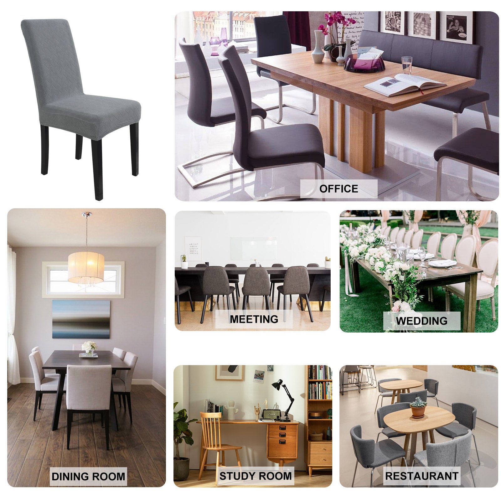 YSTYLE 4 pezzi coprisedie elastici con motivo jacquard a diamante