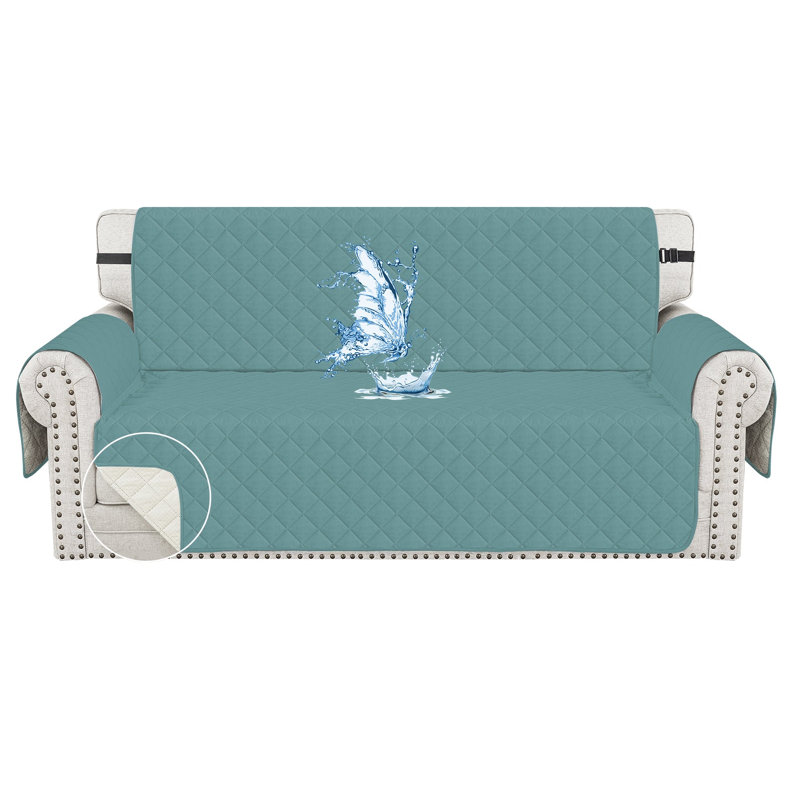 Ystyle Waterproof 3 Seater Sofa Cover with Armrests Side Pockets