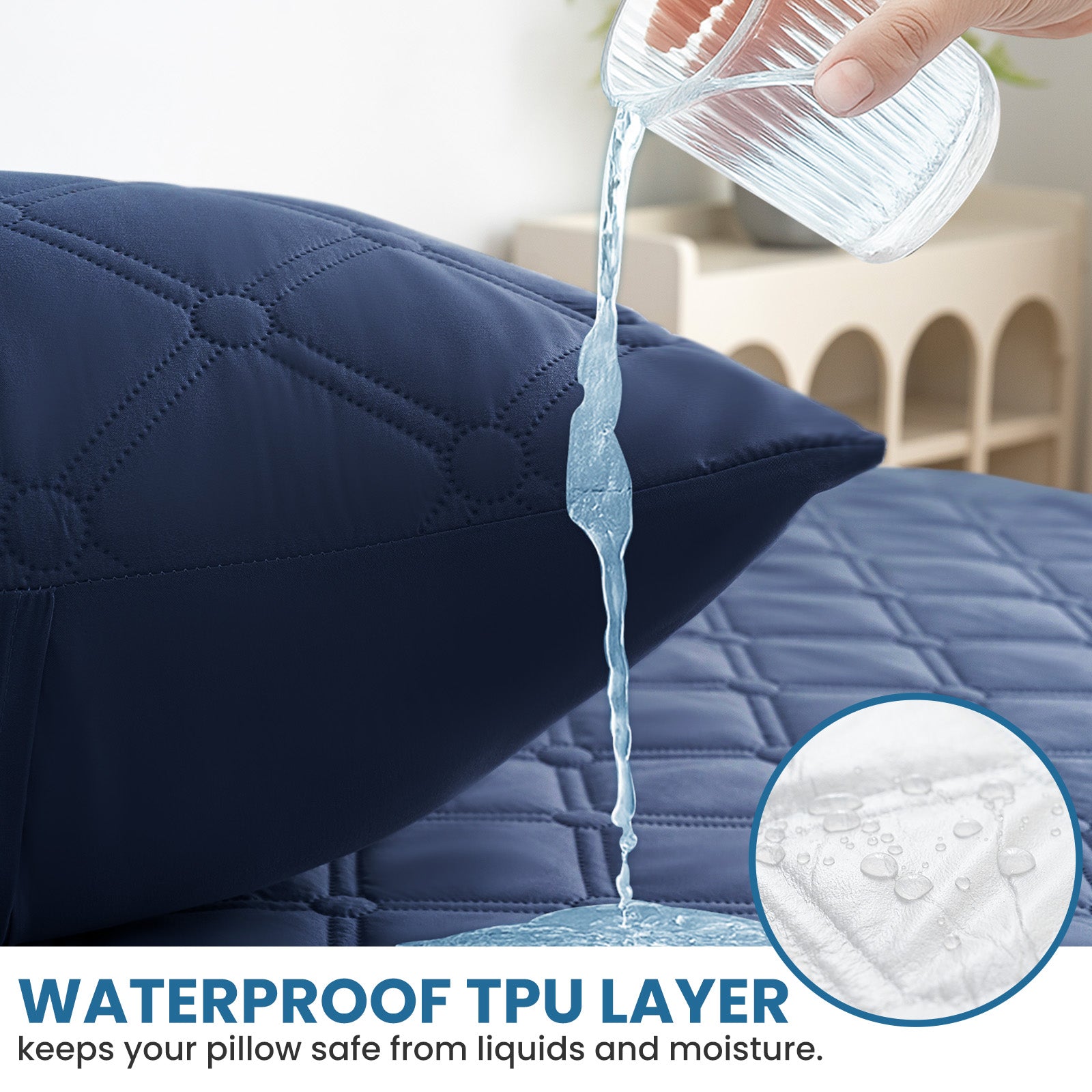 Ystyle Waterproof Pillow Protectors 50x80 cm Set of 2, Scratch-Resistant Pillowcase Covers