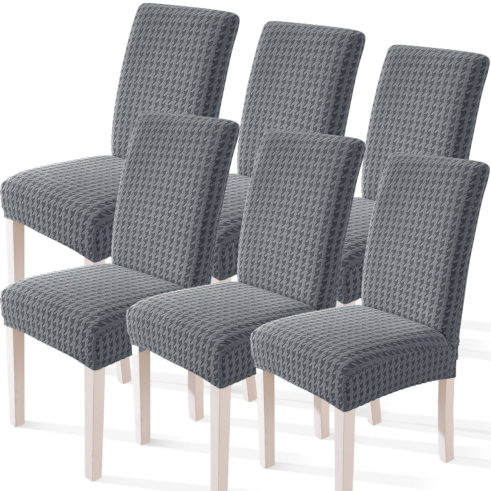 Ystyle 6-Piece Chair Covers with Backrest, Elastic Living Room Kitchen Chair Slipcovers, Universal Stretch Dining Chair Covers, Modern Cat-Scratch Resistant Chair Protectors