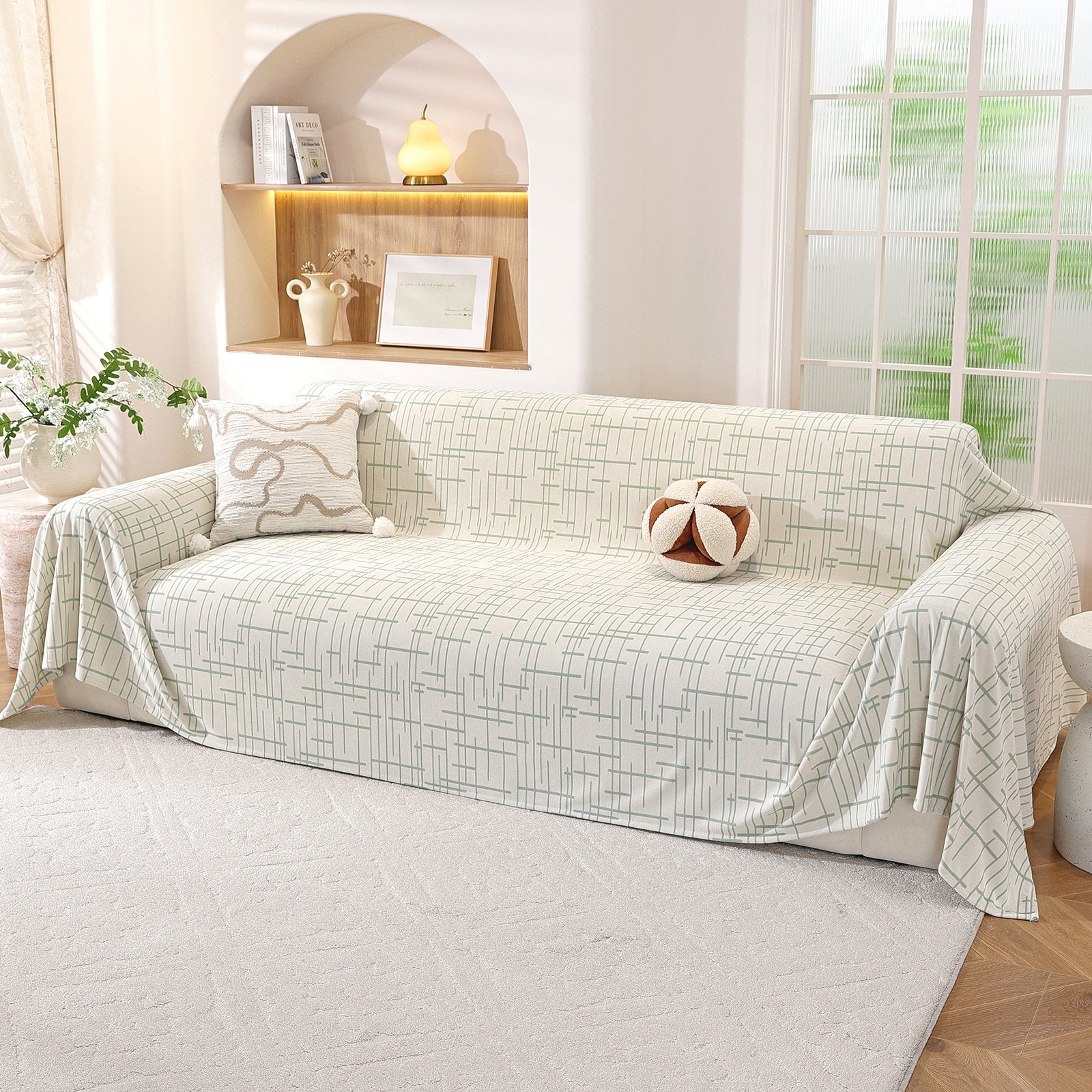 Ystyle 1-Seater  Sofa Cover with Armrests, 180x230 CM, Universal Sofa Protector, Decorative Armchair Slipcover, Ideal as Furniture Throw, Full-Cover Anti-Stain Sofa Sheet