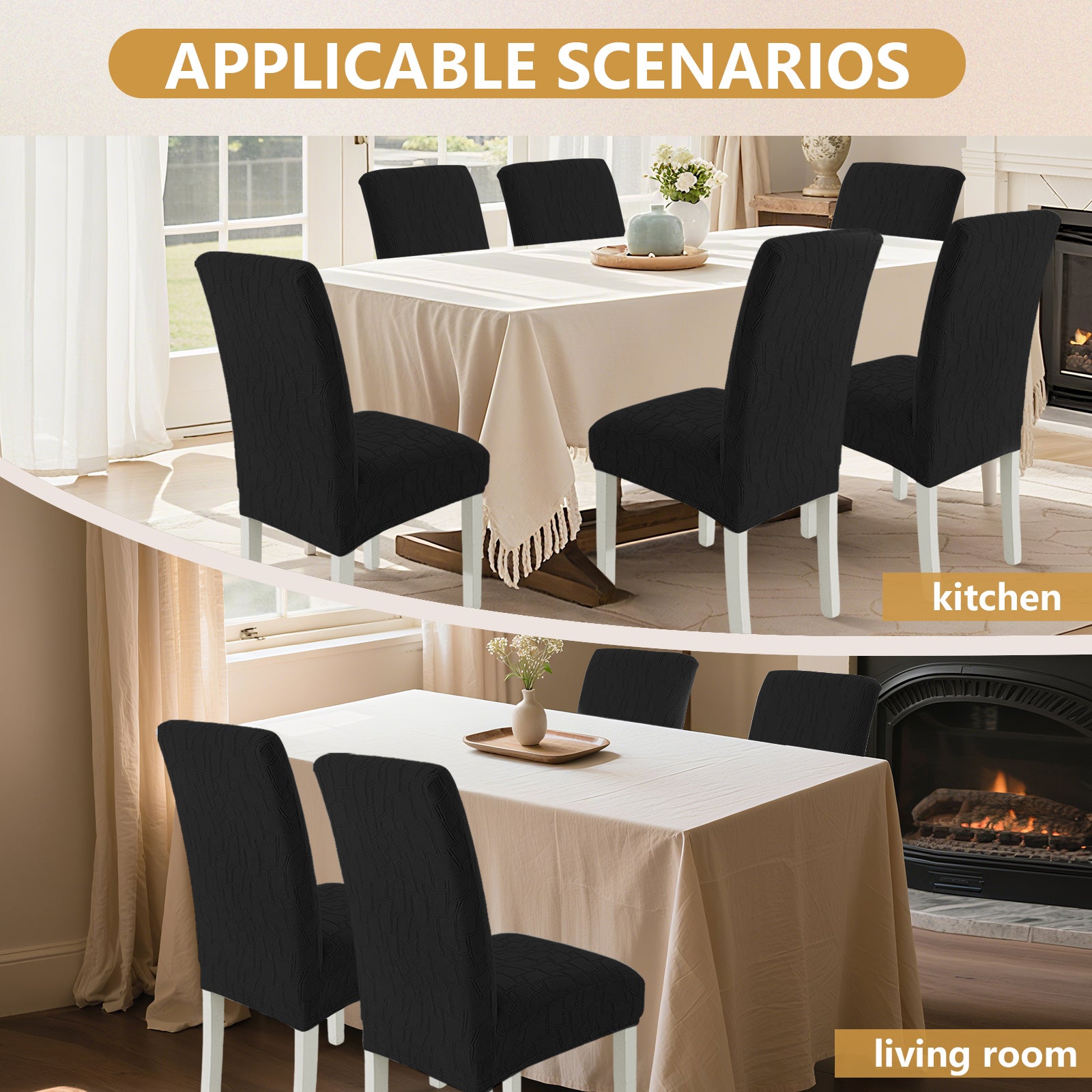 Ystyle 6-Piece Chair Covers with Backrest, Elastic Living Room Kitchen Chair Slipcovers, Soft Comfortable Anti-Scratch Chair Covers, Easy to Clean and Durable, Washable Removable