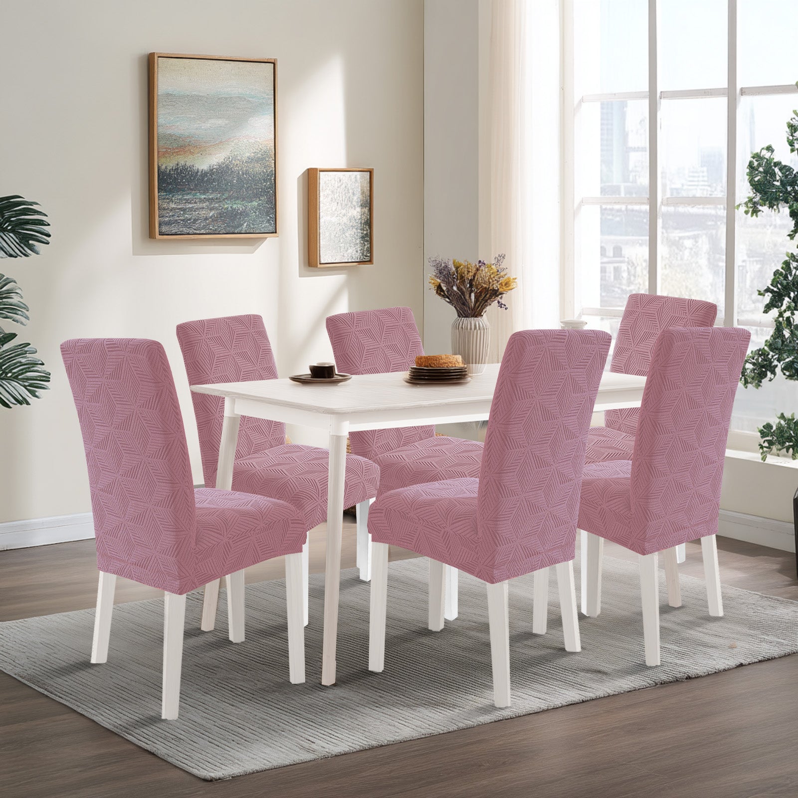 Ystyle 6-Piece Chair Covers with Backrest, Elastic Slipcovers, Universal Living Room Kitchen Chair Protectors, Cat Scratch-Resistant Modern Stain-Proof Dining Chair Covers