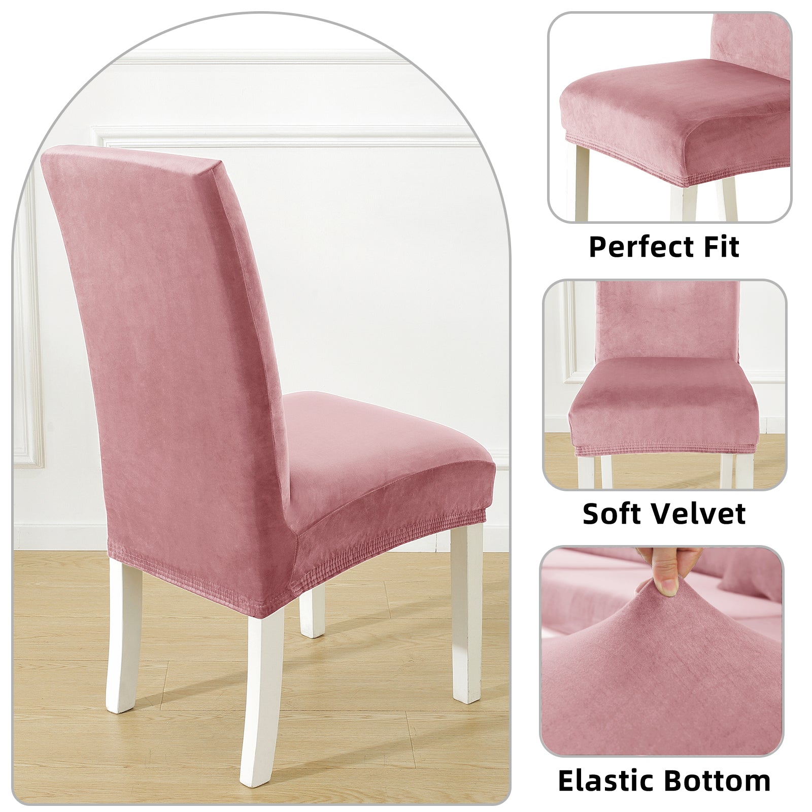 YSTYLE 6 pezzi di coprisedie in velluto elasticizzato con schienale