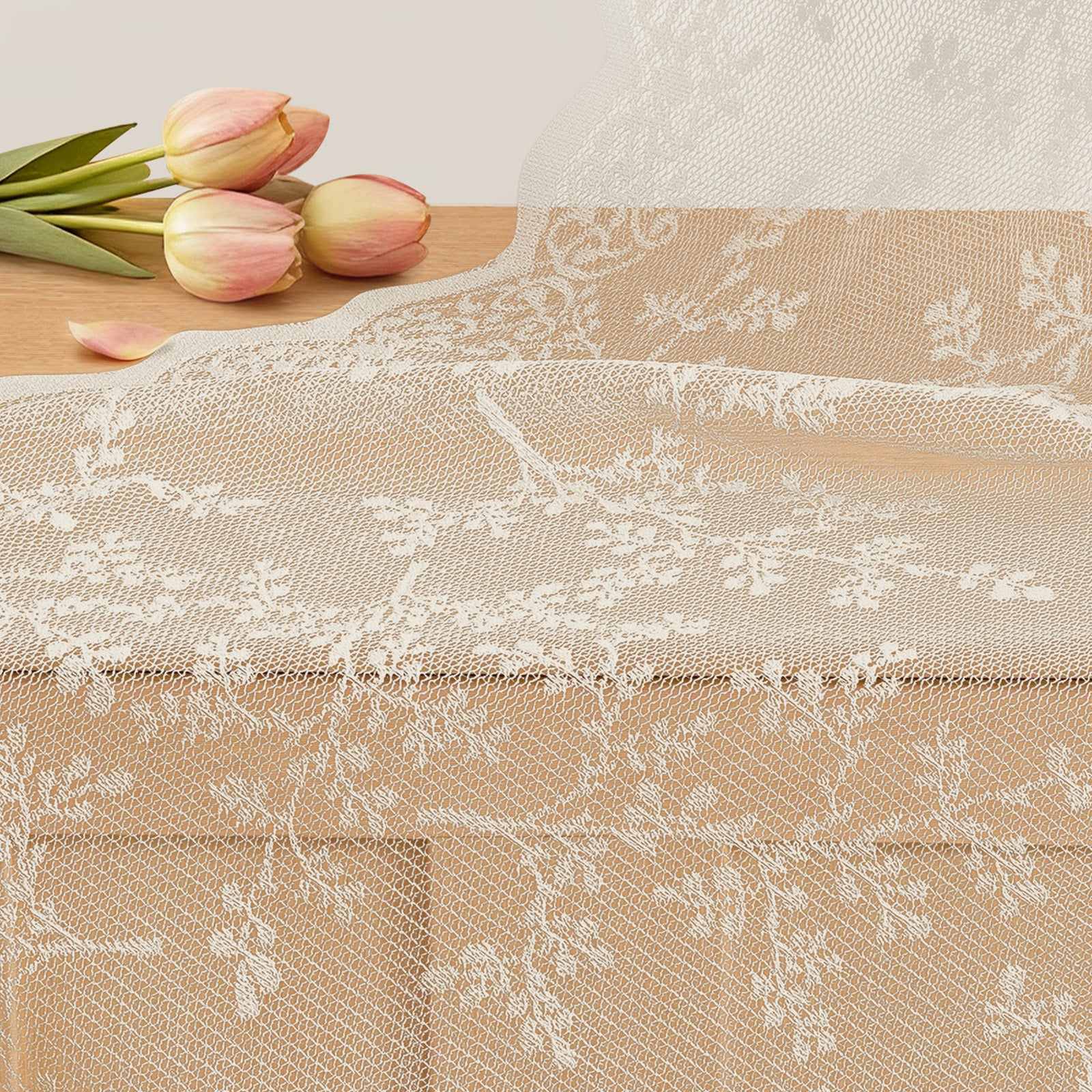 YSTYLE 2 Pieces Semi Sheer Lace Curtains Eyelets-YSTYLE
