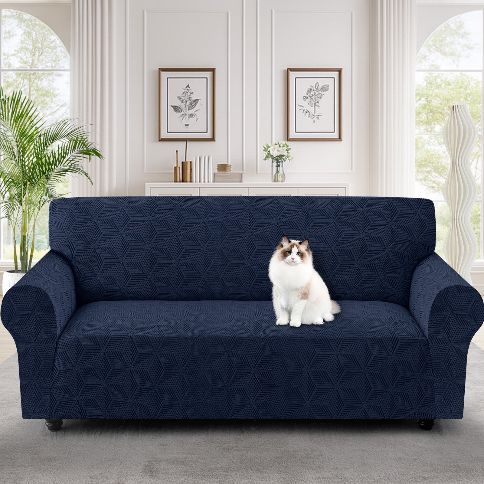 Ystyle 3-Seater Sofa Cover with Armrests, Stretch Sofa Cover, Universal Anti-Scratch Sofa Cover for Cats and Dogs, Non-Slip Sofa Cover, Washable Stain-Resistant Sofa Cover
