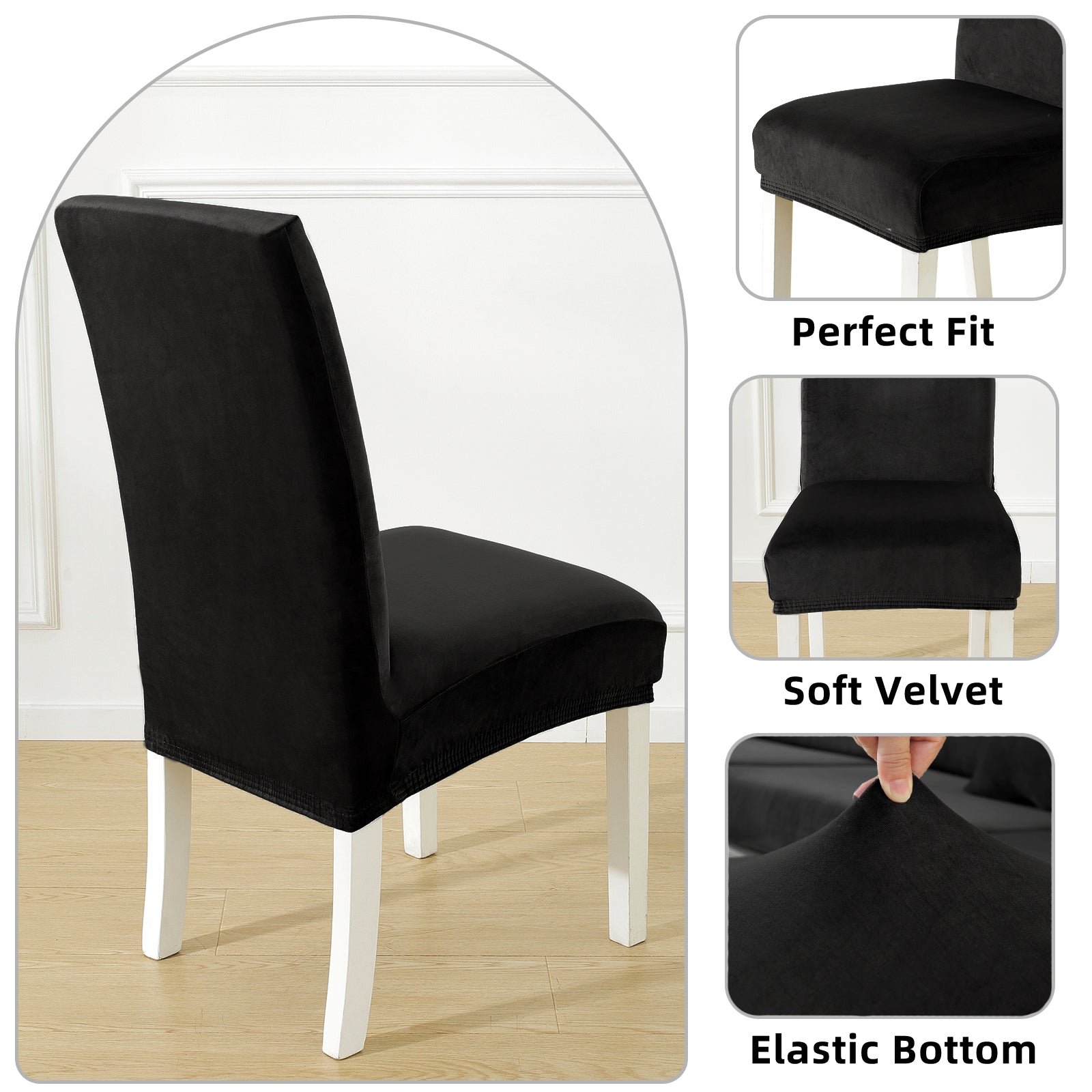 YSTYLE 6 pezzi di coprisedie in velluto elasticizzato con schienale