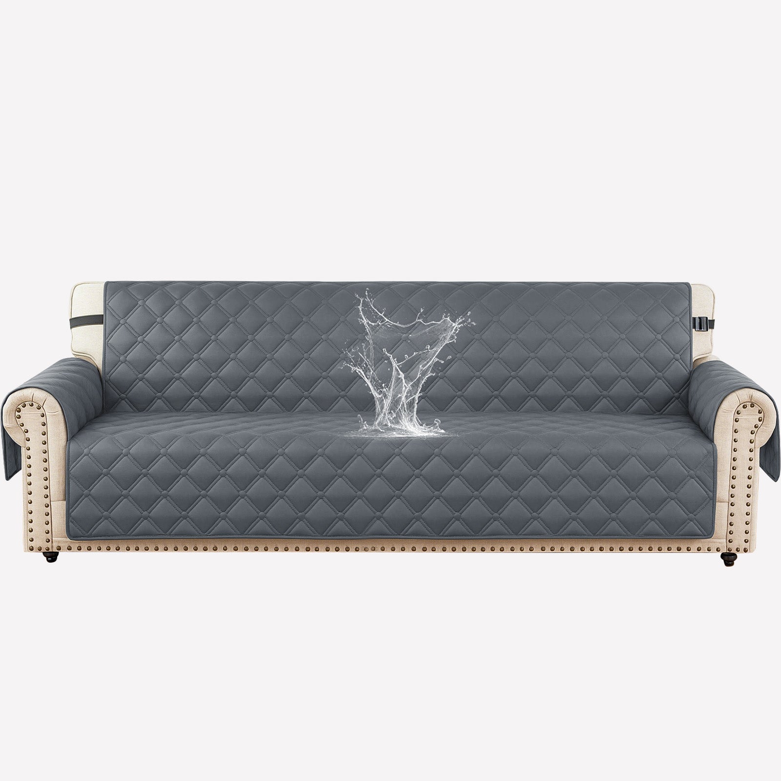 Ystyle Waterproof 4 Seater Sofa Cover with Armrests Side Pockets