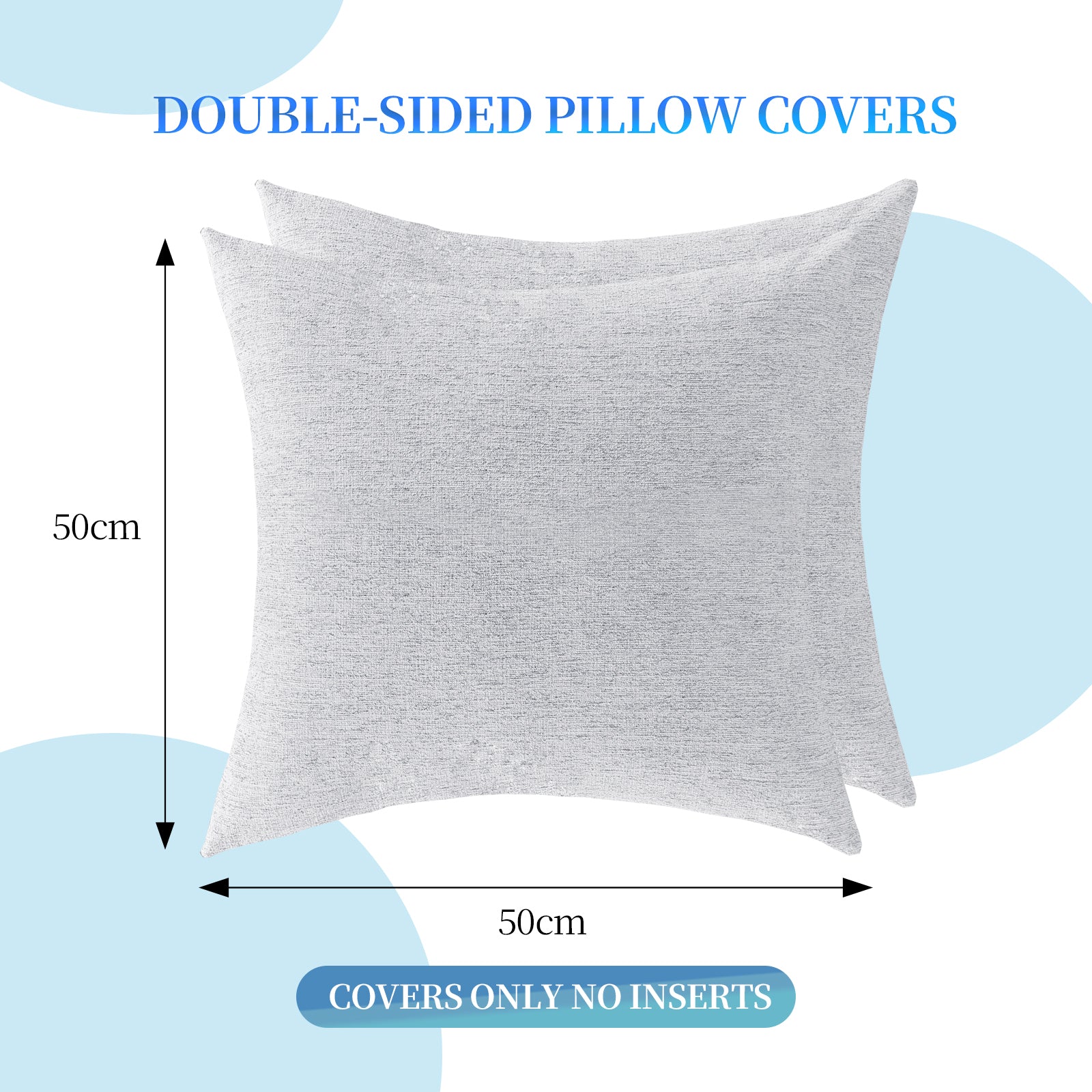 Ystyle 2 Pieces Linen Cushion Covers 50 x 50 cm, Decorative Sofa Cushion Covers, Invisible Zipper, Modern, Comfortable Sturdy, for Living Room, Bedroom