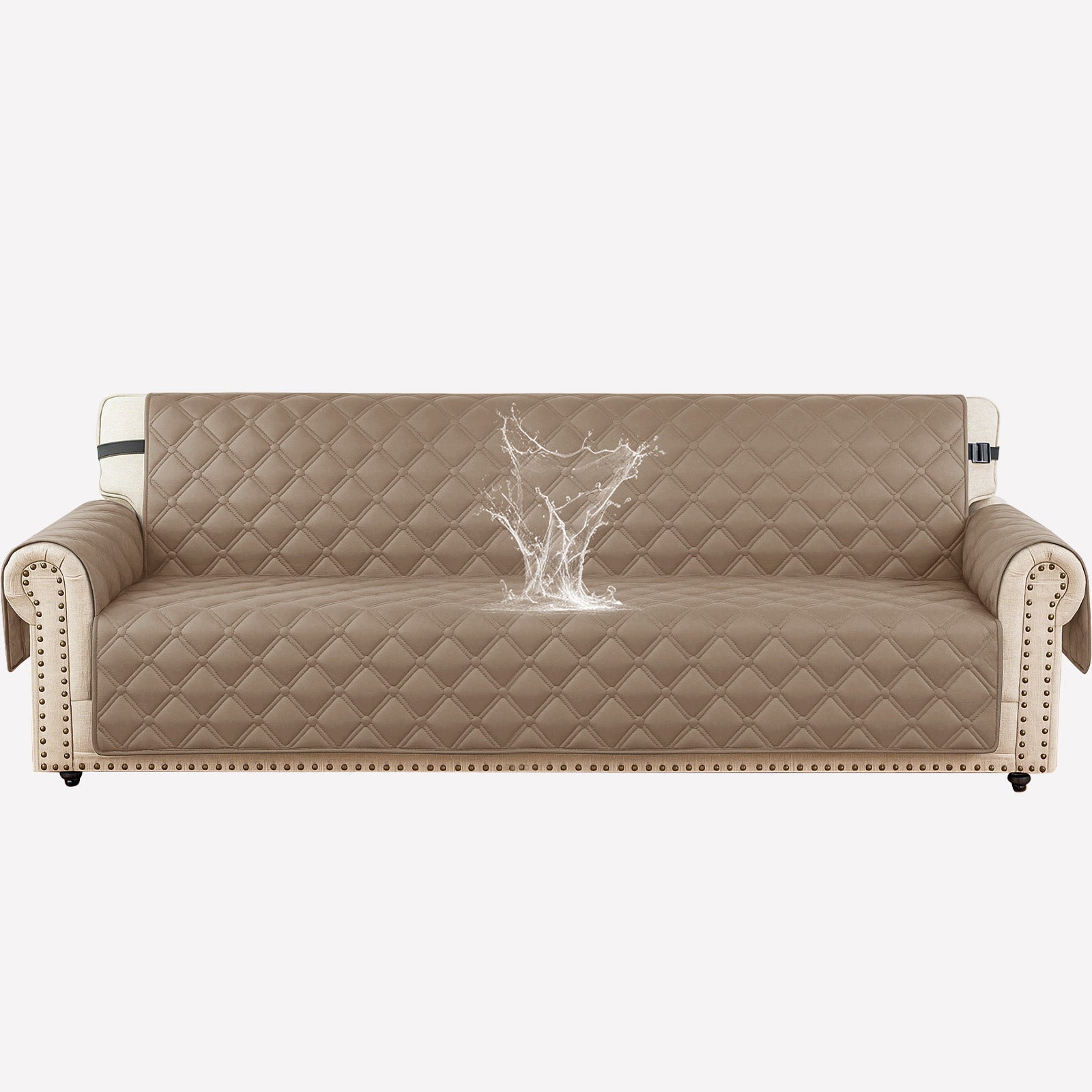 Ystyle Waterproof 4 Seater Sofa Cover with Armrests Side Pockets