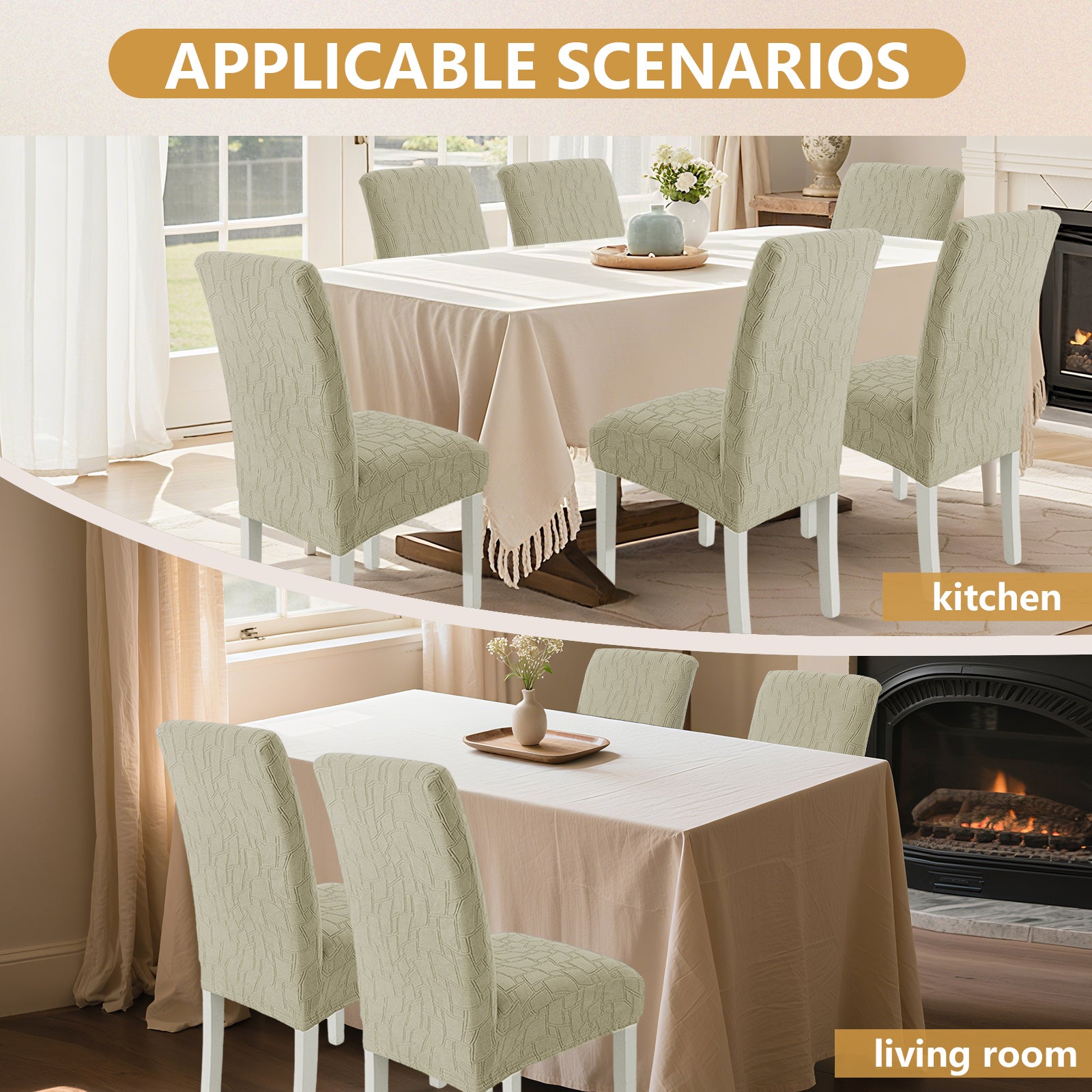 Ystyle 6-Piece Chair Covers with Backrest, Elastic Living Room Kitchen Chair Slipcovers, Soft Comfortable Anti-Scratch Chair Covers, Easy to Clean and Durable, Washable Removable