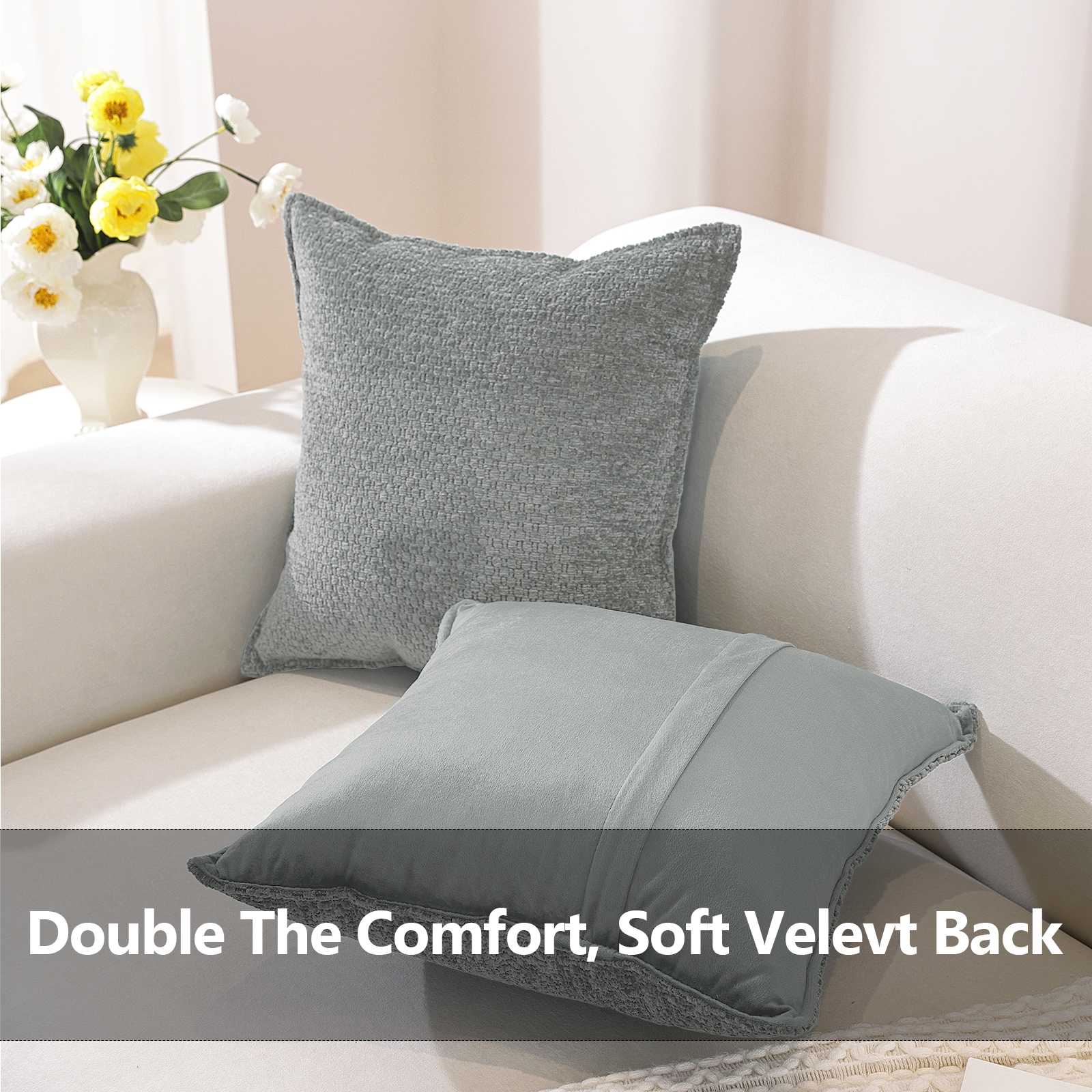 Ystyle Chenille Sofa Cushion Covers 40 x 40 cm, 2 Pieces, Soft Durable Cushion Cover, Cushion Cover with Corazón Shape, Decorative Cushion Covers Living Room