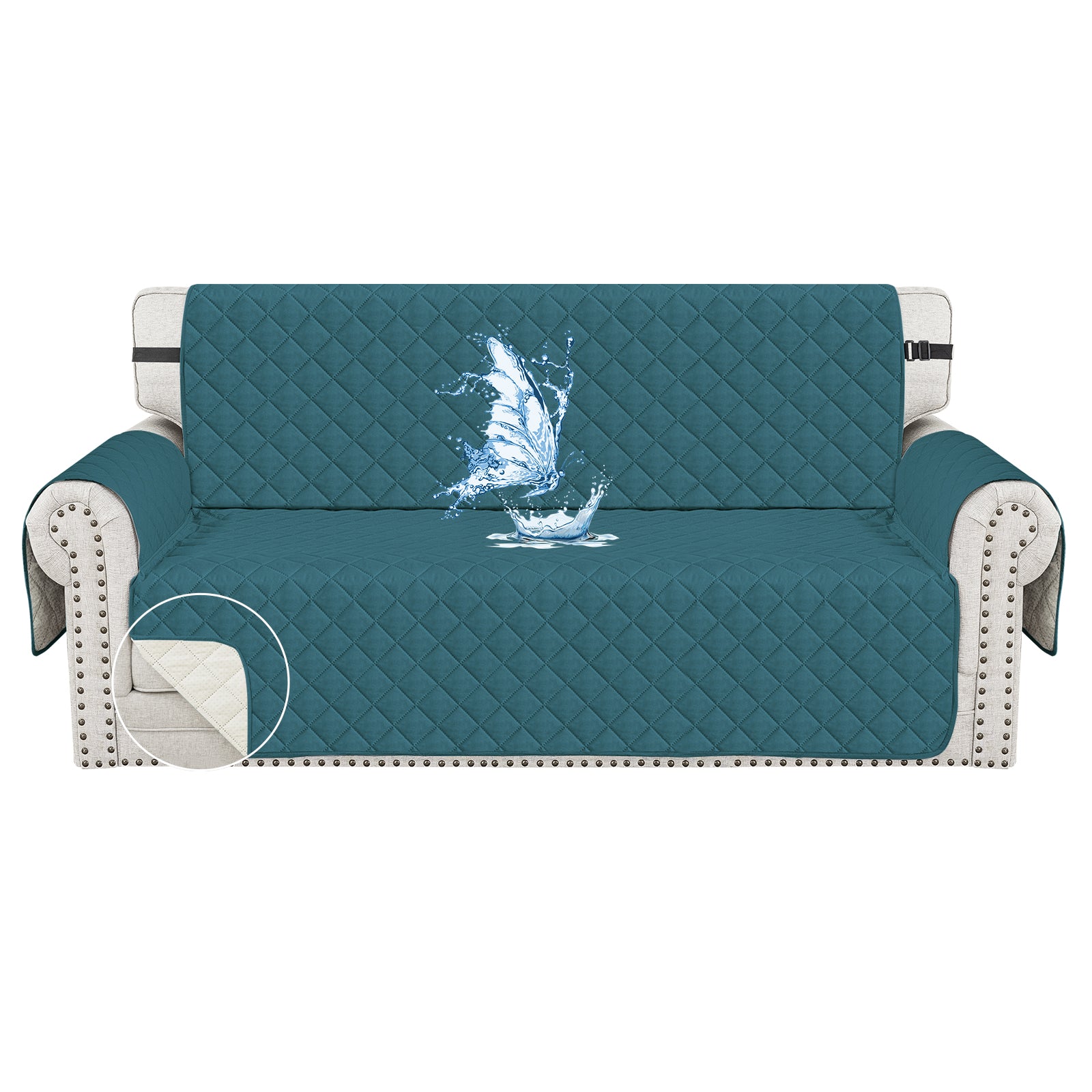 Ystyle Waterproof 3 Seater Sofa Cover with Armrests Side Pockets