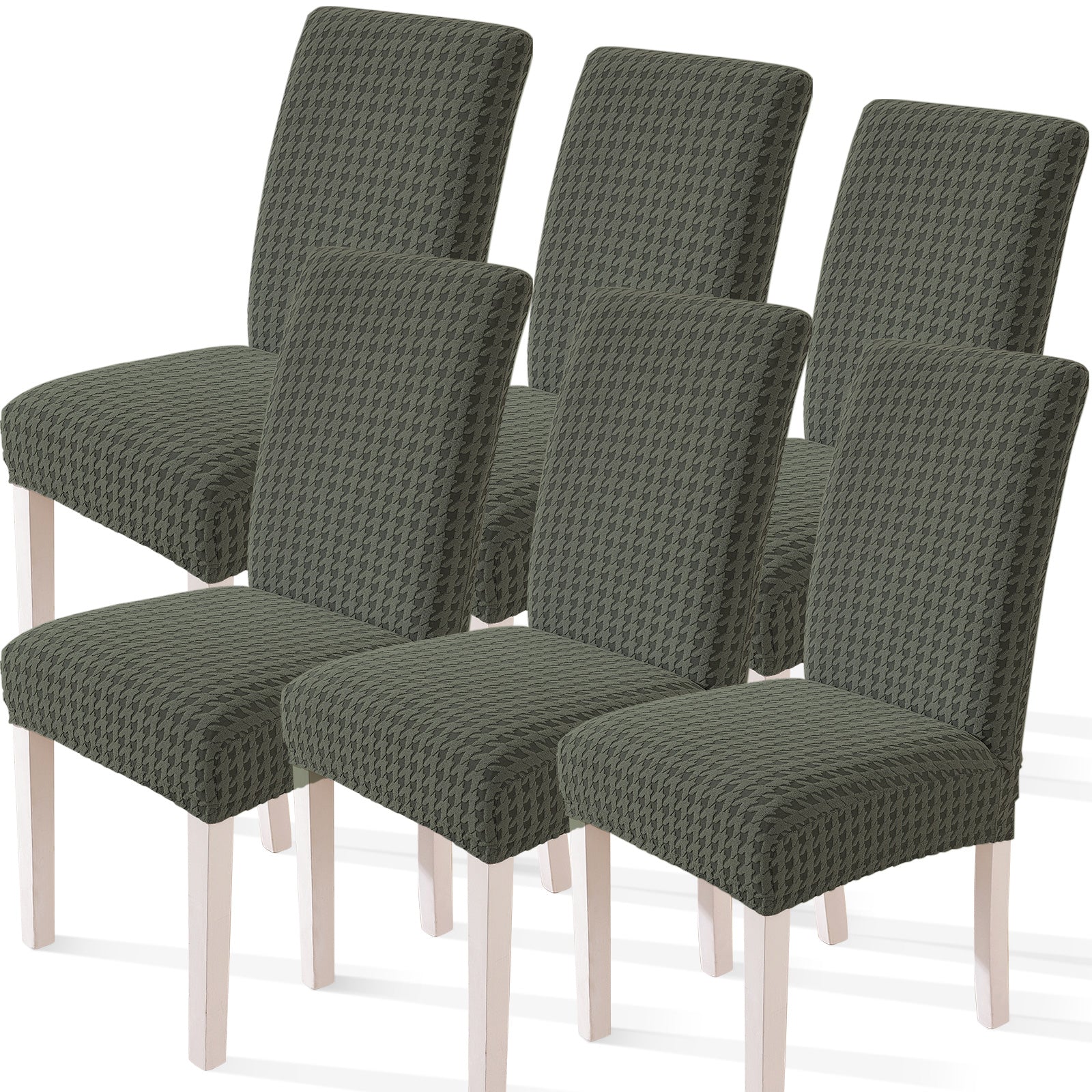 Ystyle 6-Piece Chair Covers with Backrest, Elastic Living Room Kitchen Chair Slipcovers, Universal Stretch Dining Chair Covers, Modern Cat-Scratch Resistant Chair Protectors