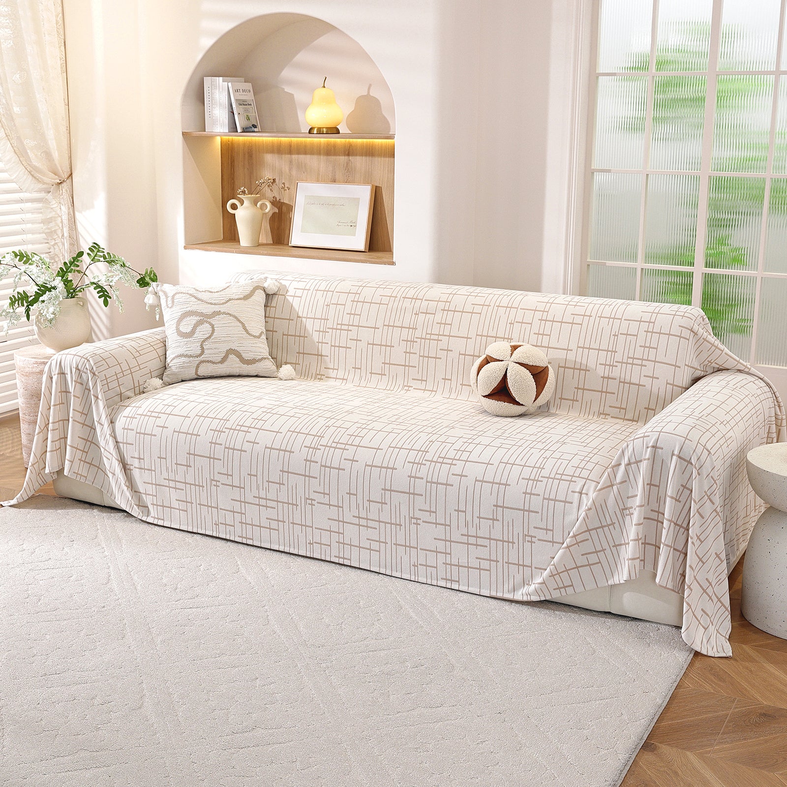 Ystyle 1-Seater  Sofa Cover with Armrests, 180x230 CM, Universal Sofa Protector, Decorative Armchair Slipcover, Ideal as Furniture Throw, Full-Cover Anti-Stain Sofa Sheet