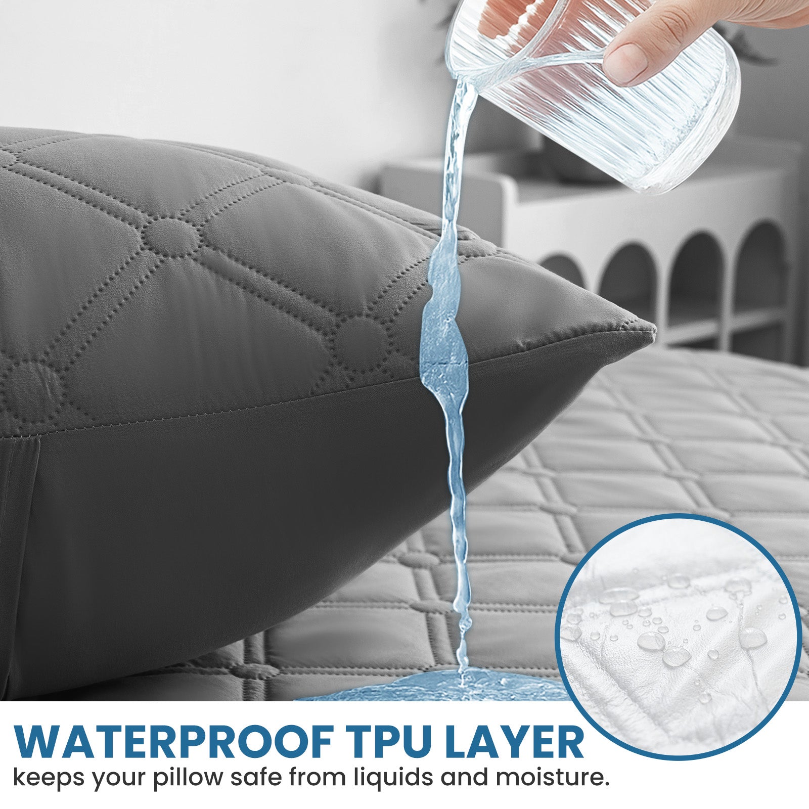 Ystyle Waterproof Pillow Protectors 50x80 cm Set of 2, Scratch-Resistant Pillowcase Covers