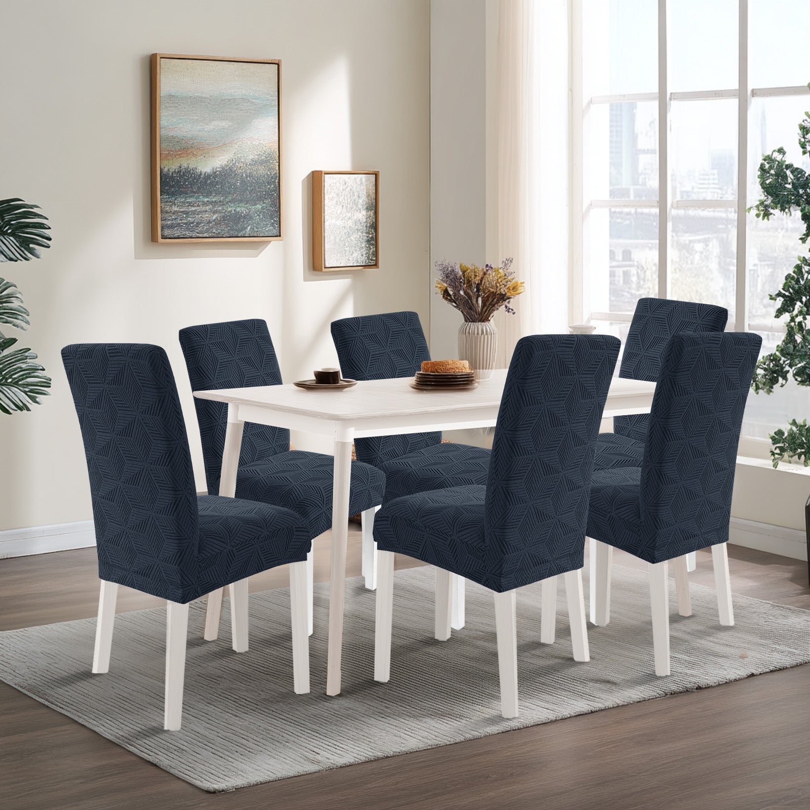 Ystyle 6-Piece Chair Covers with Backrest, Elastic Slipcovers, Universal Living Room Kitchen Chair Protectors, Cat Scratch-Resistant Modern Stain-Proof Dining Chair Covers