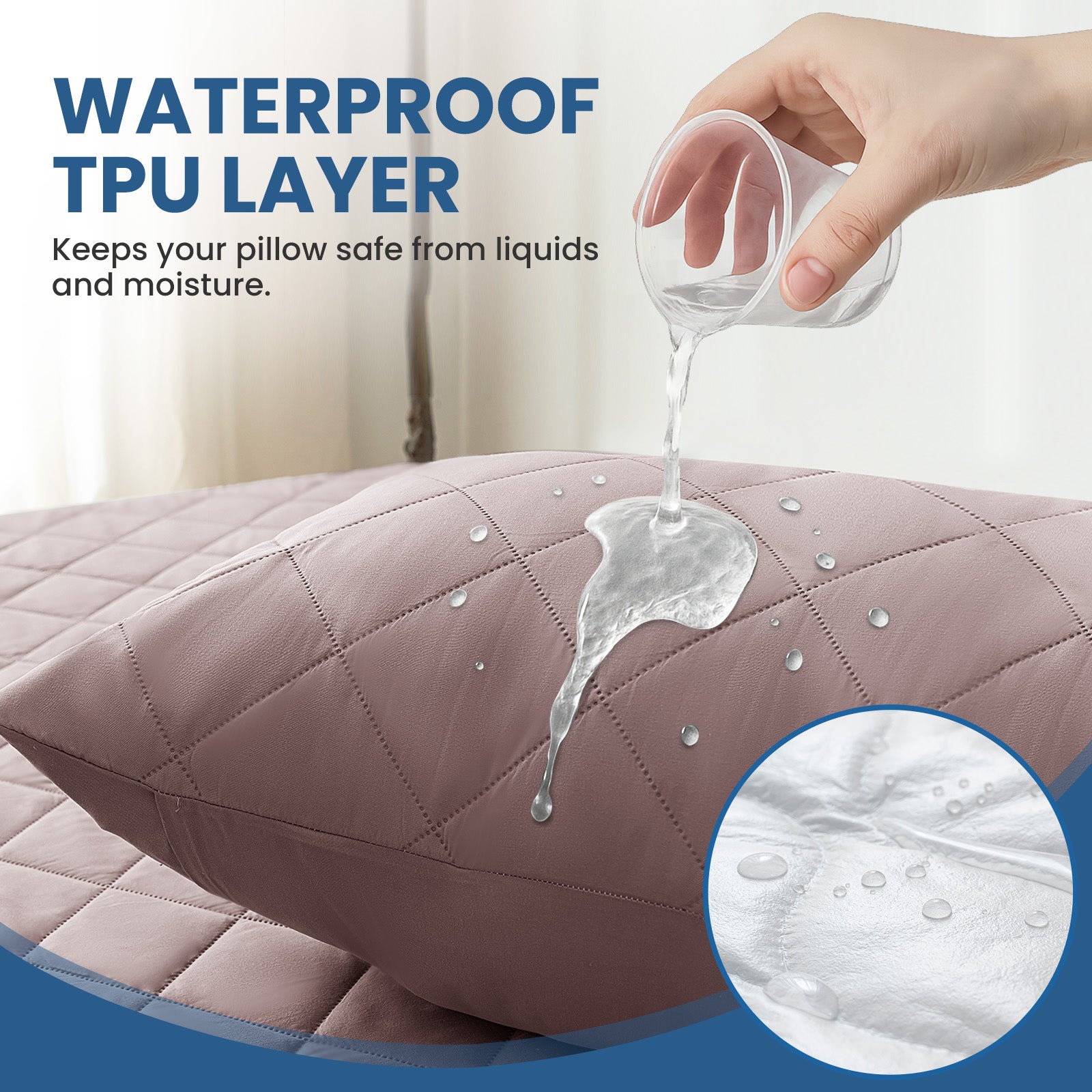 YSTYLE 2 Pieces Waterproof Bed Pillowcases 50x80cm Anti Mite-YSTYLE