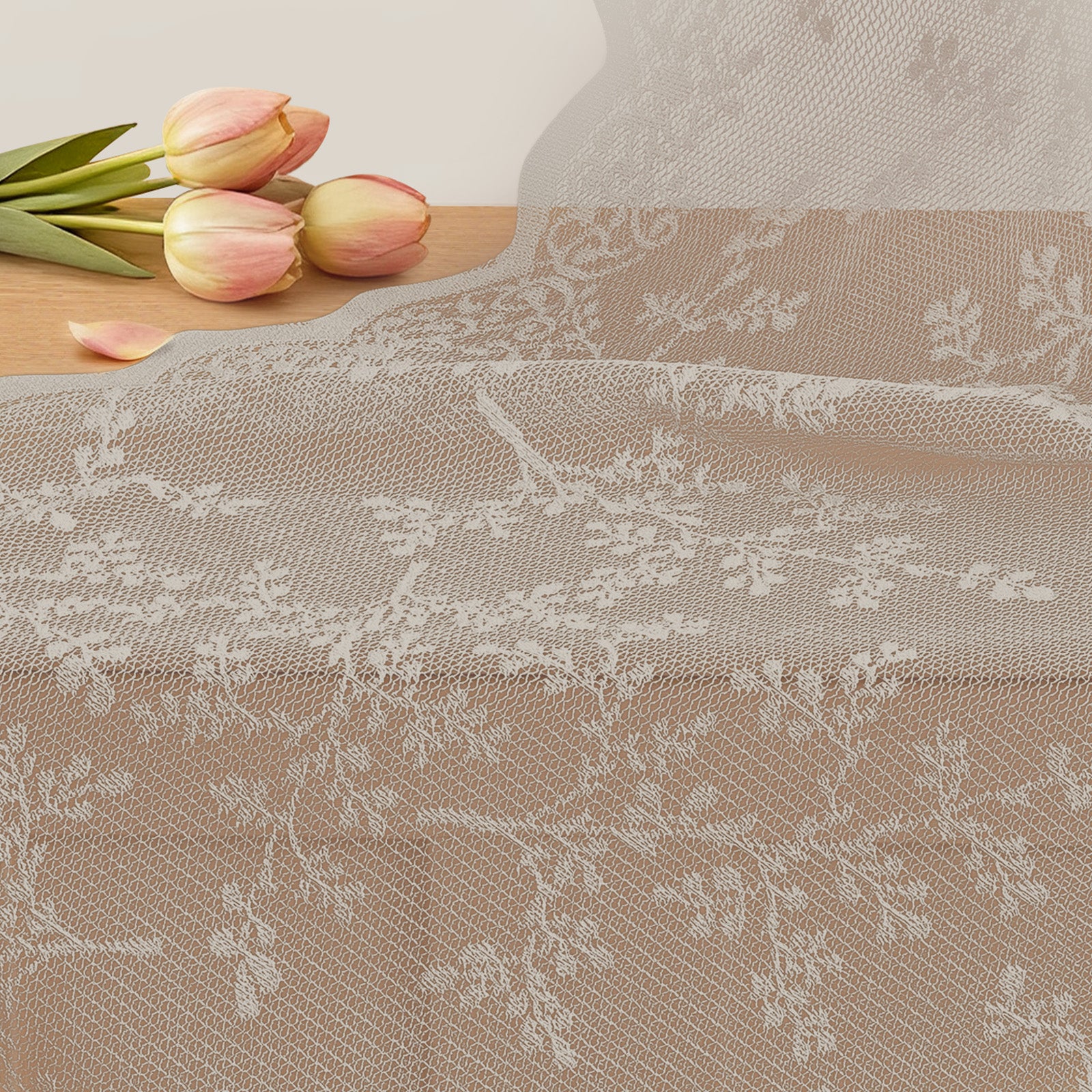 YSTYLE 2 Pieces Semi Sheer Lace Curtains Eyelets-YSTYLE