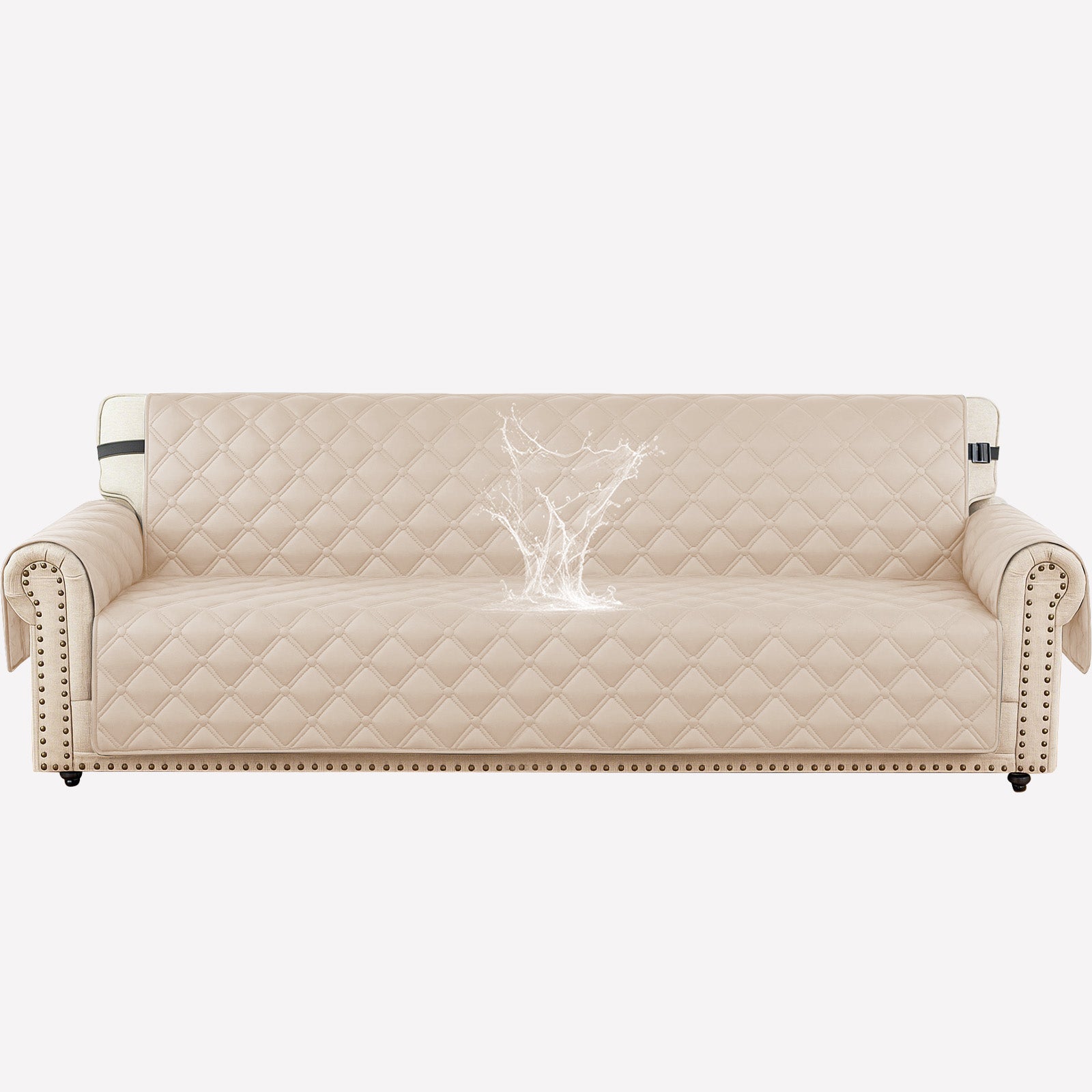 Ystyle Waterproof 4 Seater Sofa Cover with Armrests Side Pockets