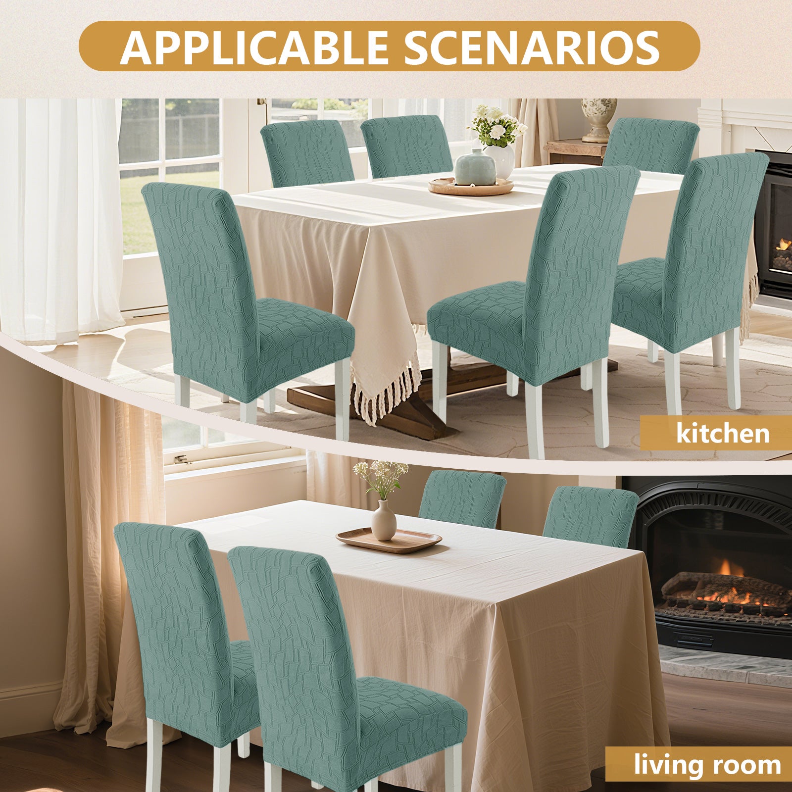 Ystyle 6-Piece Chair Covers with Backrest, Elastic Living Room Kitchen Chair Slipcovers, Soft Comfortable Anti-Scratch Chair Covers, Easy to Clean and Durable, Washable Removable