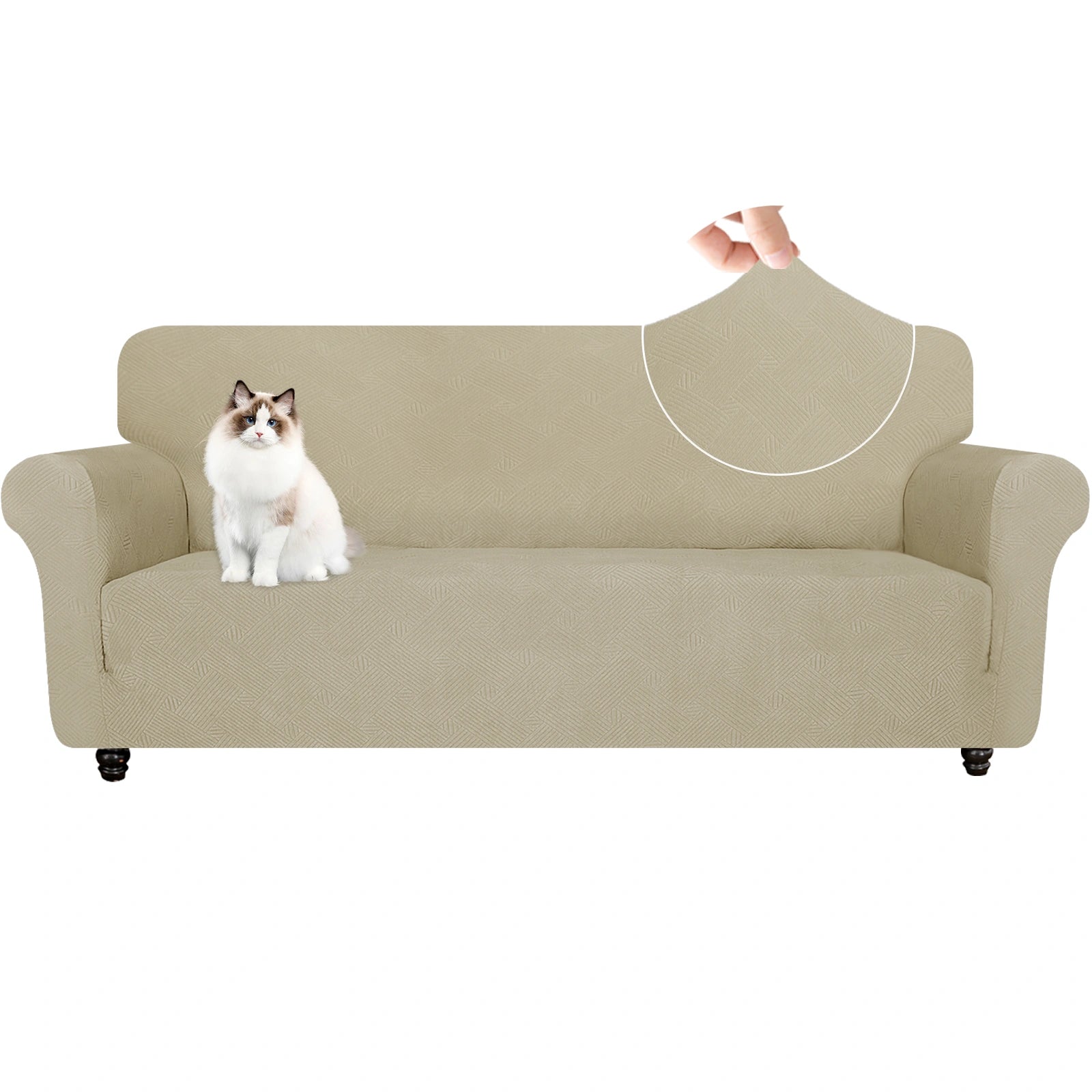 ESTILO 3 Asiento Sofá Capa - Elástica, Antideslizante, Amigable con Mascotas, Lavable, Invernal - Patrón Entrelazado