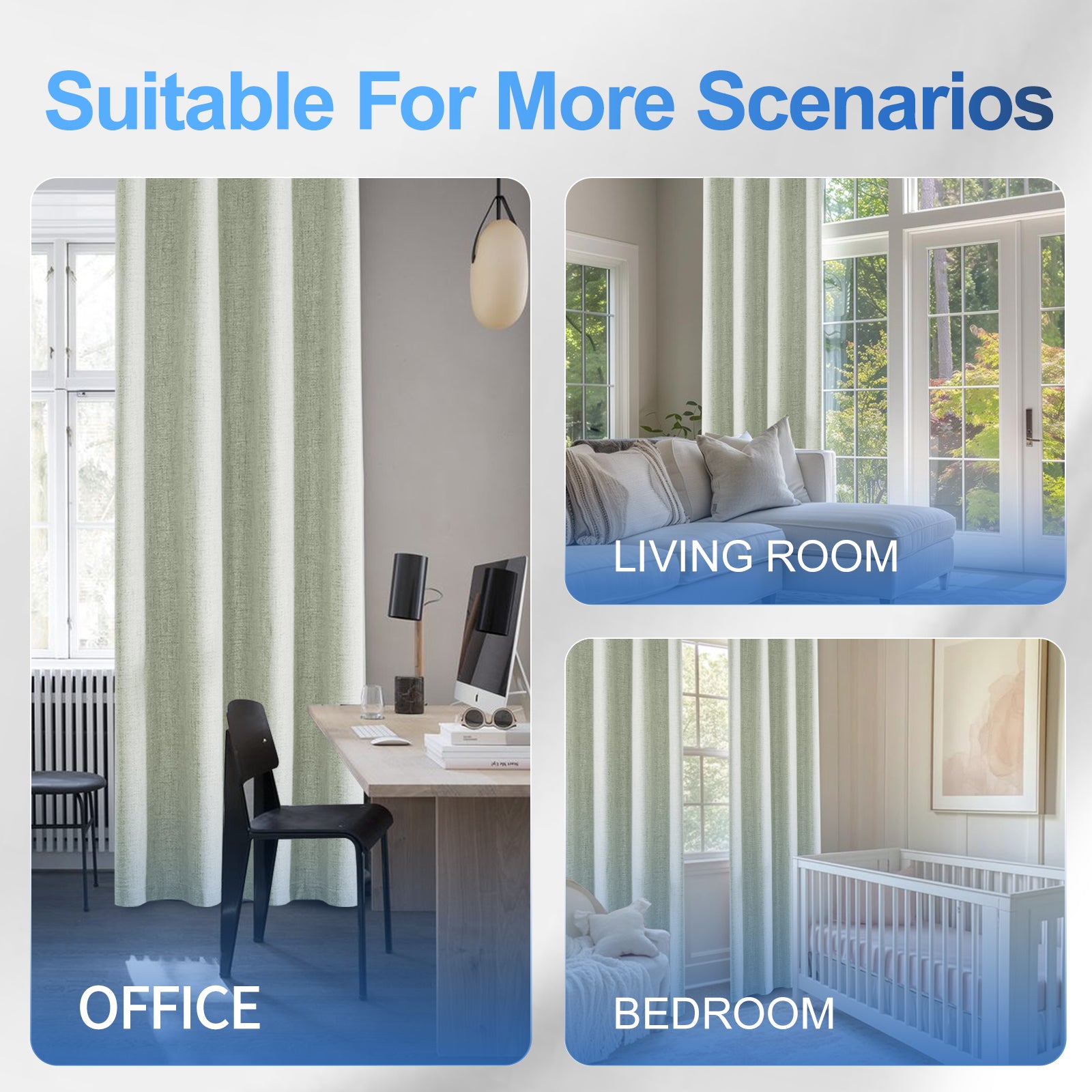 2 Pieces 100% Blackout Linen Curtains 140x175 cm Thermal