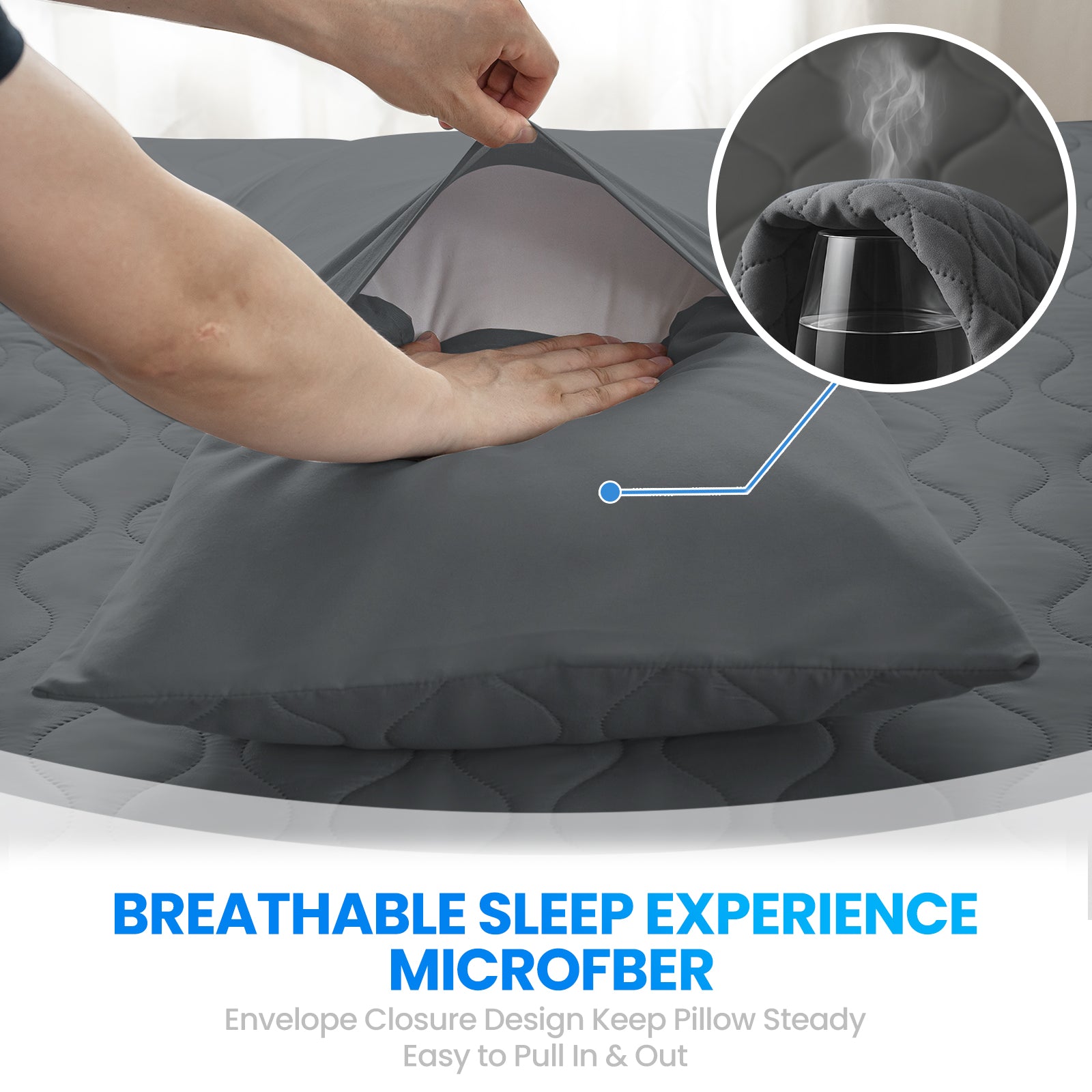 YSTYLE 2 Waterproof Pillowcases 50x80cm Breathable Anti Mite-YSTYLE