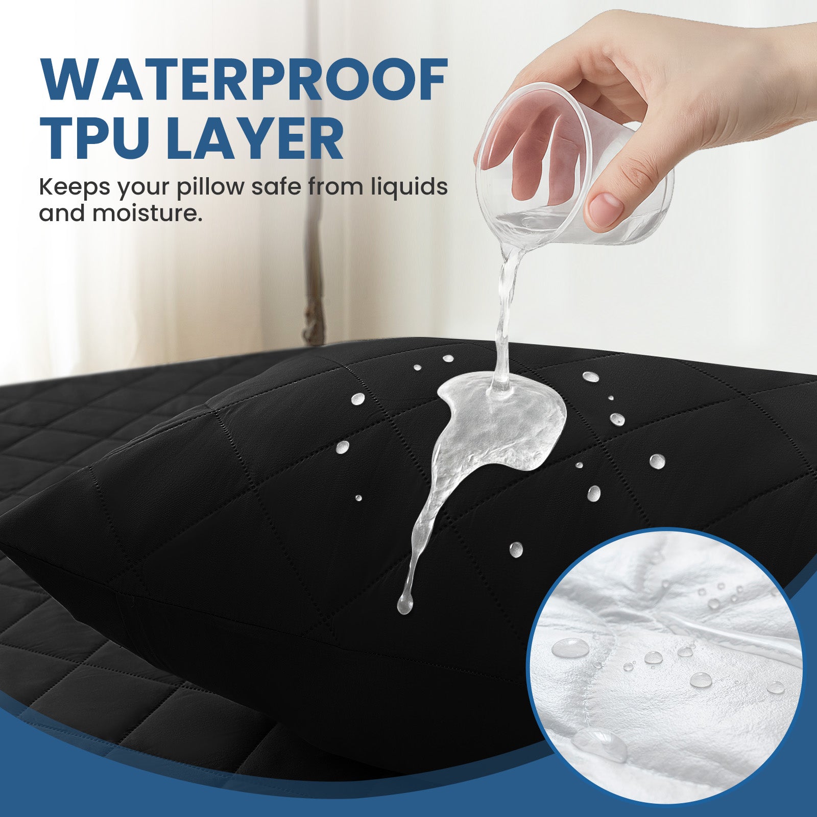 YSTYLE 2 Pieces Waterproof Bed Pillowcases 50x80cm Anti Mite-YSTYLE