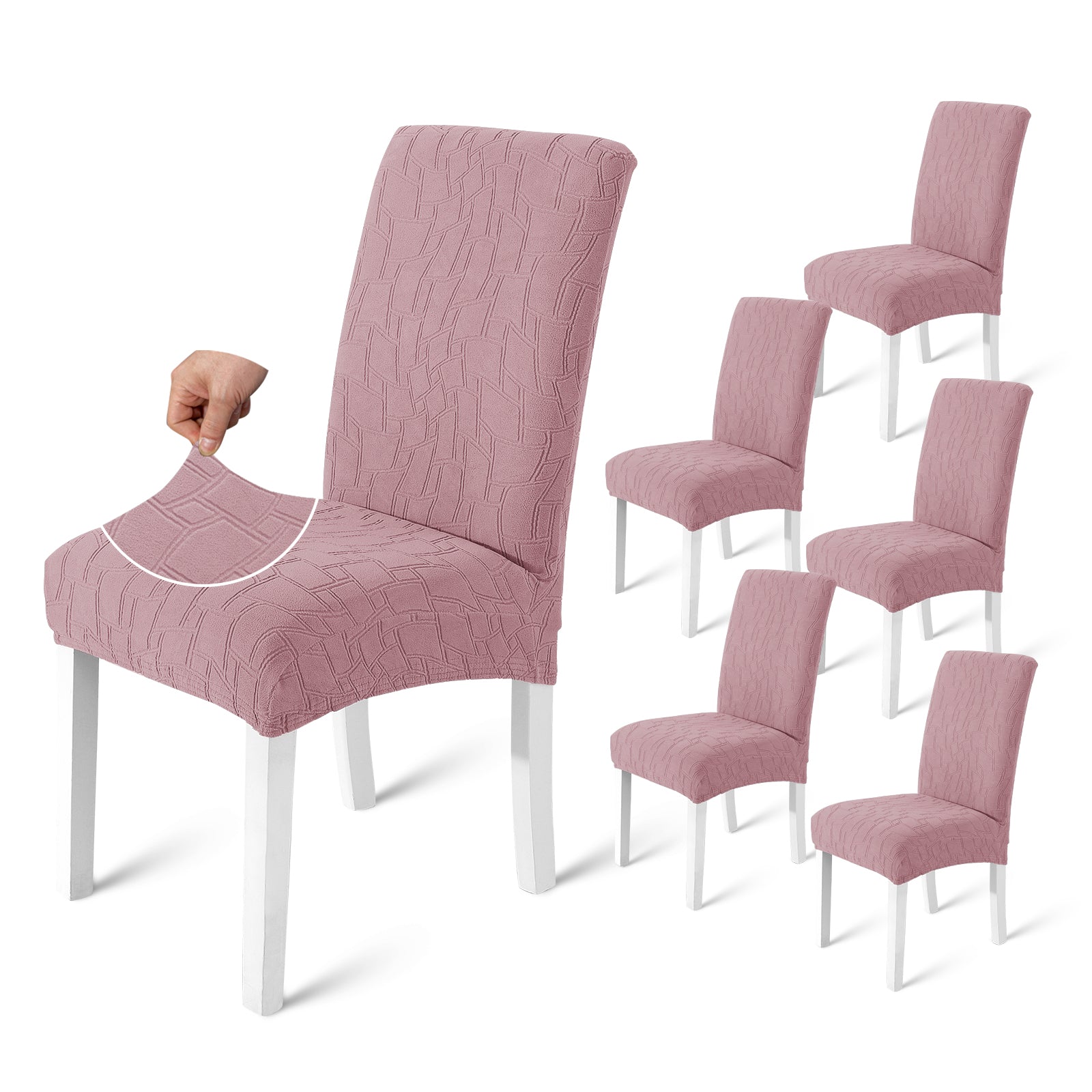 Ystyle 6-Piece Chair Covers with Backrest, Elastic Living Room Kitchen Chair Slipcovers, Soft Comfortable Anti-Scratch Chair Covers, Easy to Clean and Durable, Washable Removable