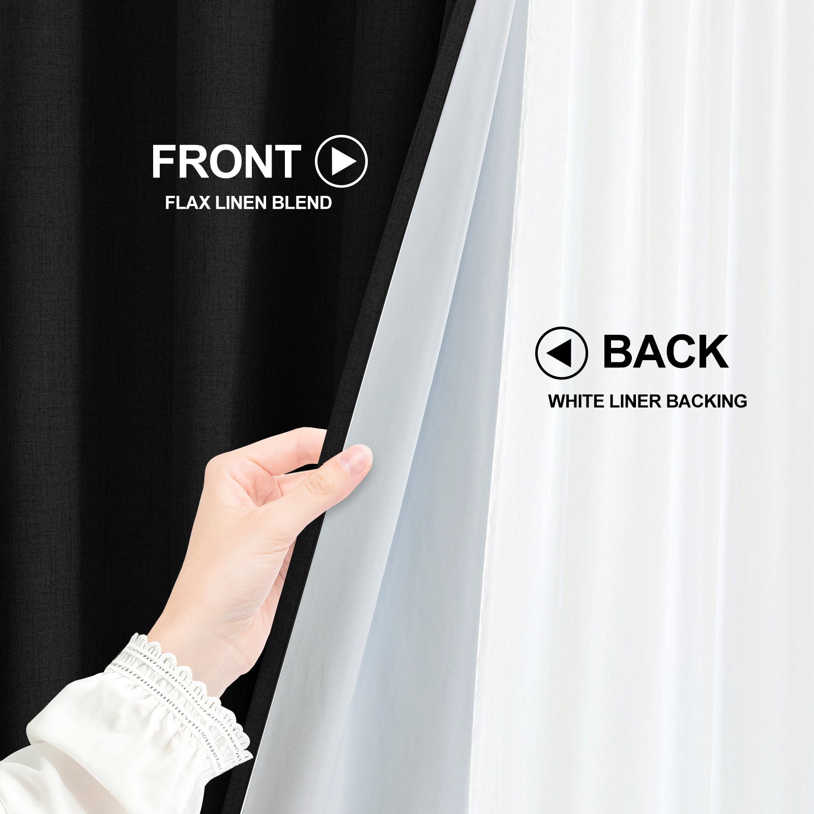 2 Pieces 100% Blackout Linen Curtains 140x175 cm Thermal