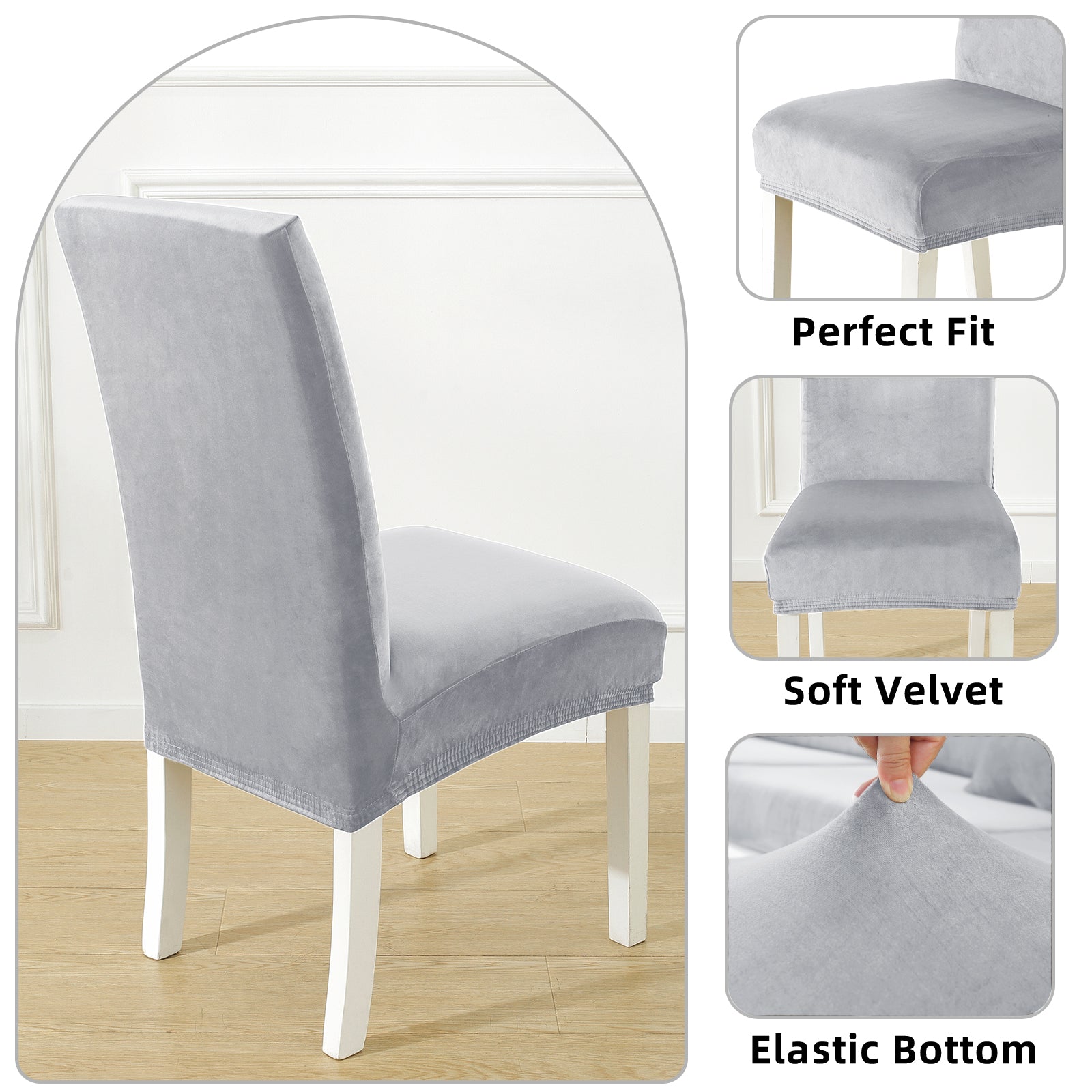 YSTYLE 6 pezzi di coprisedie in velluto elasticizzato con schienale