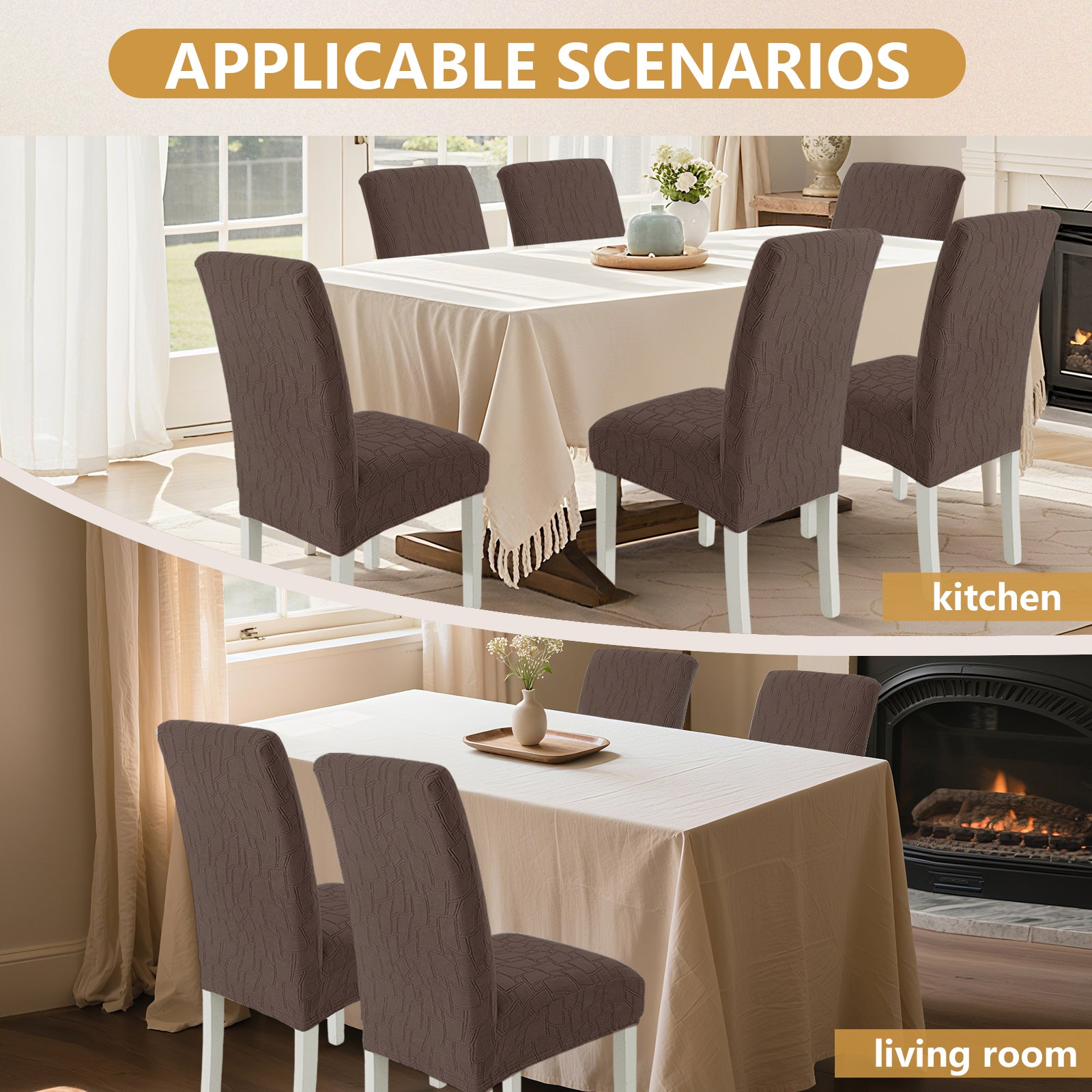 Ystyle 6-Piece Chair Covers with Backrest, Elastic Living Room Kitchen Chair Slipcovers, Soft Comfortable Anti-Scratch Chair Covers, Easy to Clean and Durable, Washable Removable