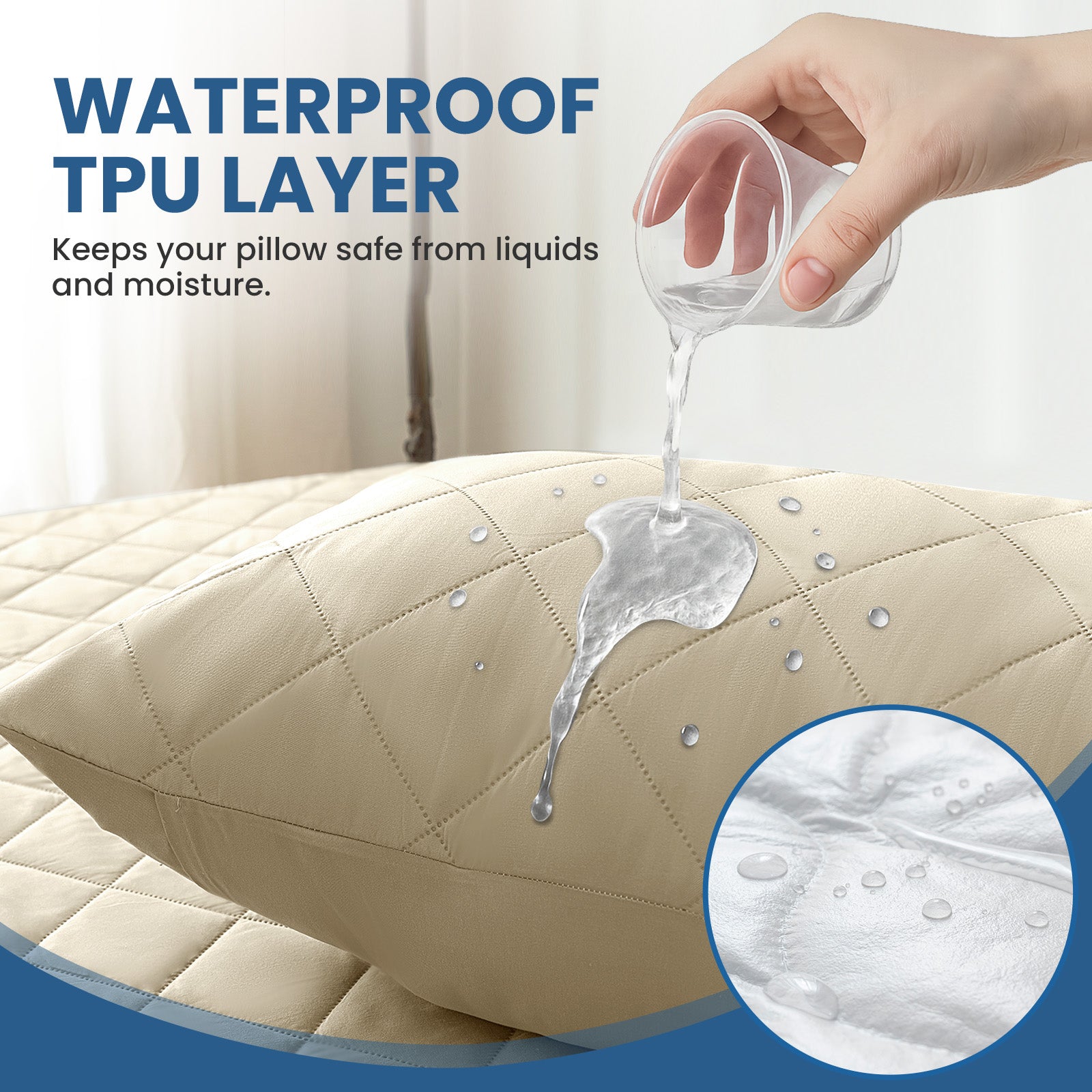 YSTYLE 2 Pieces Waterproof Bed Pillowcases 50x80cm Anti Mite-YSTYLE