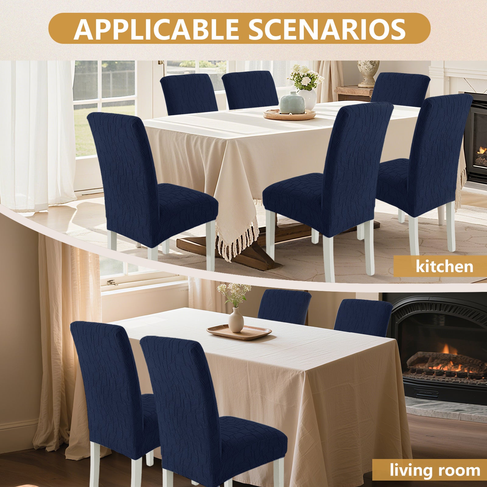 Ystyle 6-Piece Chair Covers with Backrest, Elastic Living Room Kitchen Chair Slipcovers, Soft Comfortable Anti-Scratch Chair Covers, Easy to Clean and Durable, Washable Removable