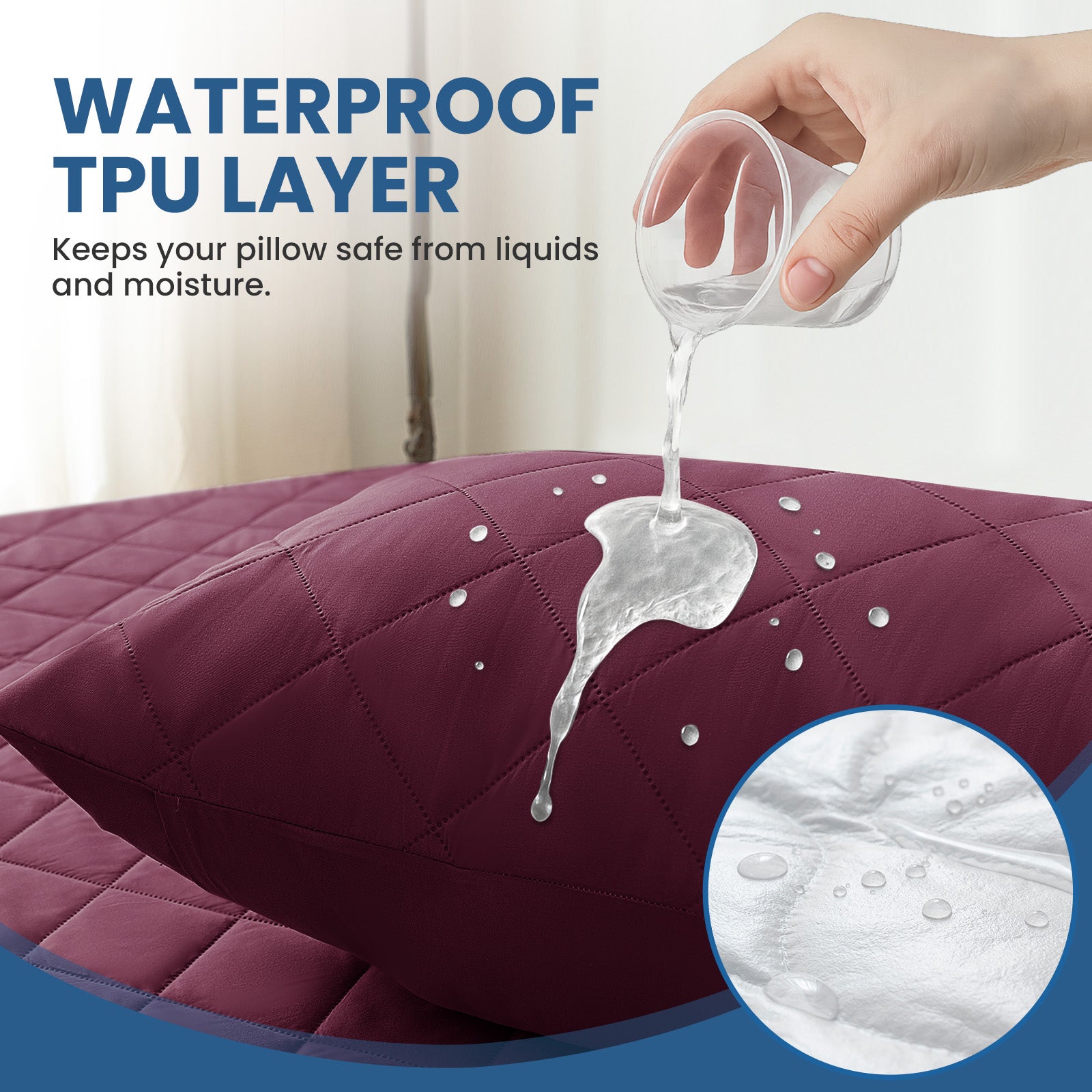 YSTYLE 2 Pieces Waterproof Bed Pillowcases 50x80cm Anti Mite-YSTYLE