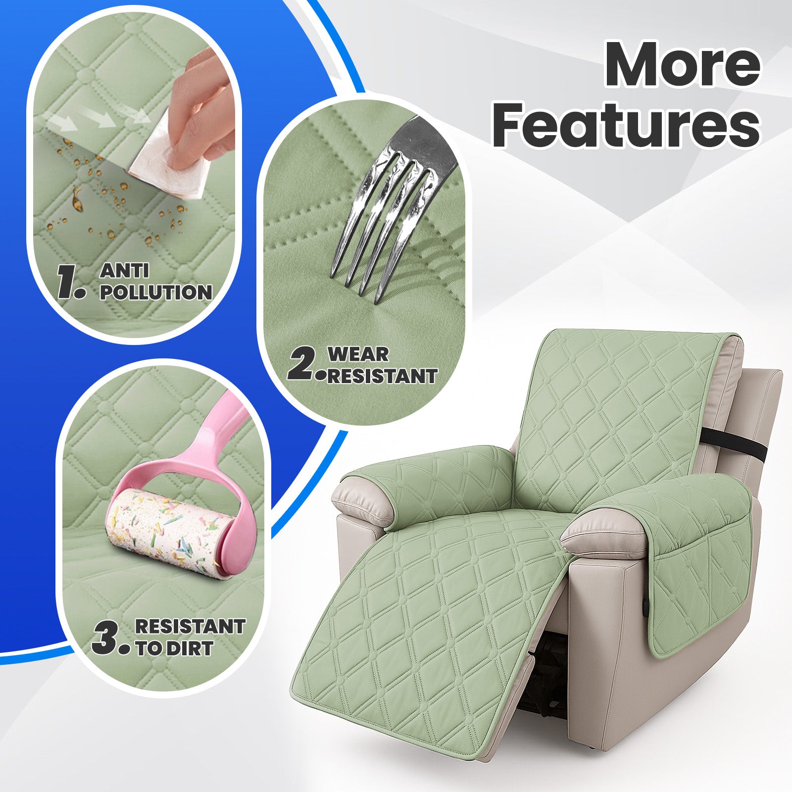 Waterproof Recliner Chair Cover 1 Seater with Armrests