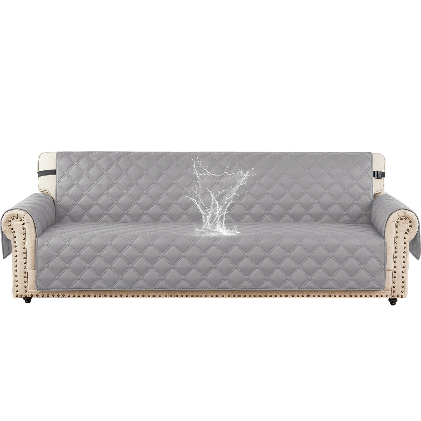 Ystyle Waterproof 4 Seater Sofa Cover with Armrests Side Pockets